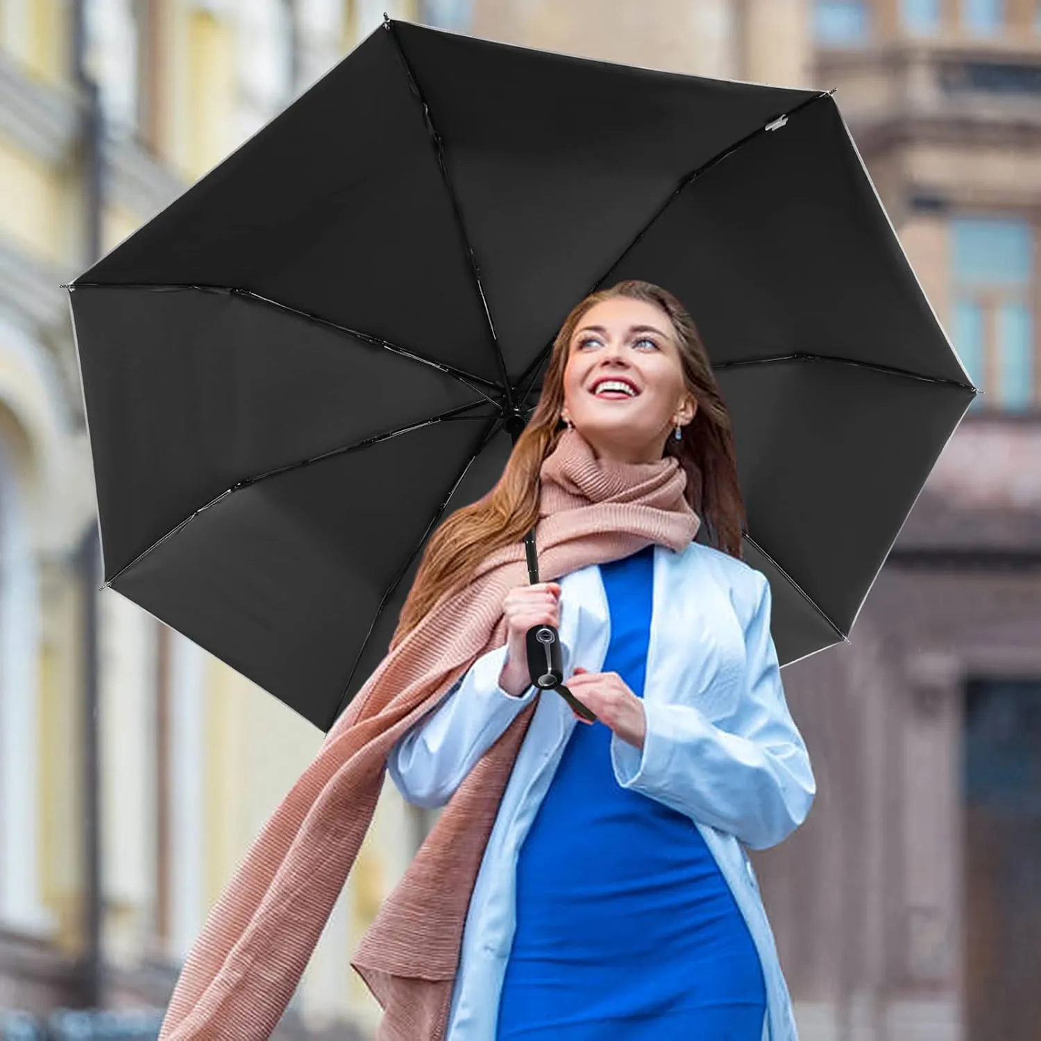 G4Free UPF 50  UV Protection Large Travel Umbrella 42/46 Inch Auto Open Close Windproof Sun Blocking Umbrella
