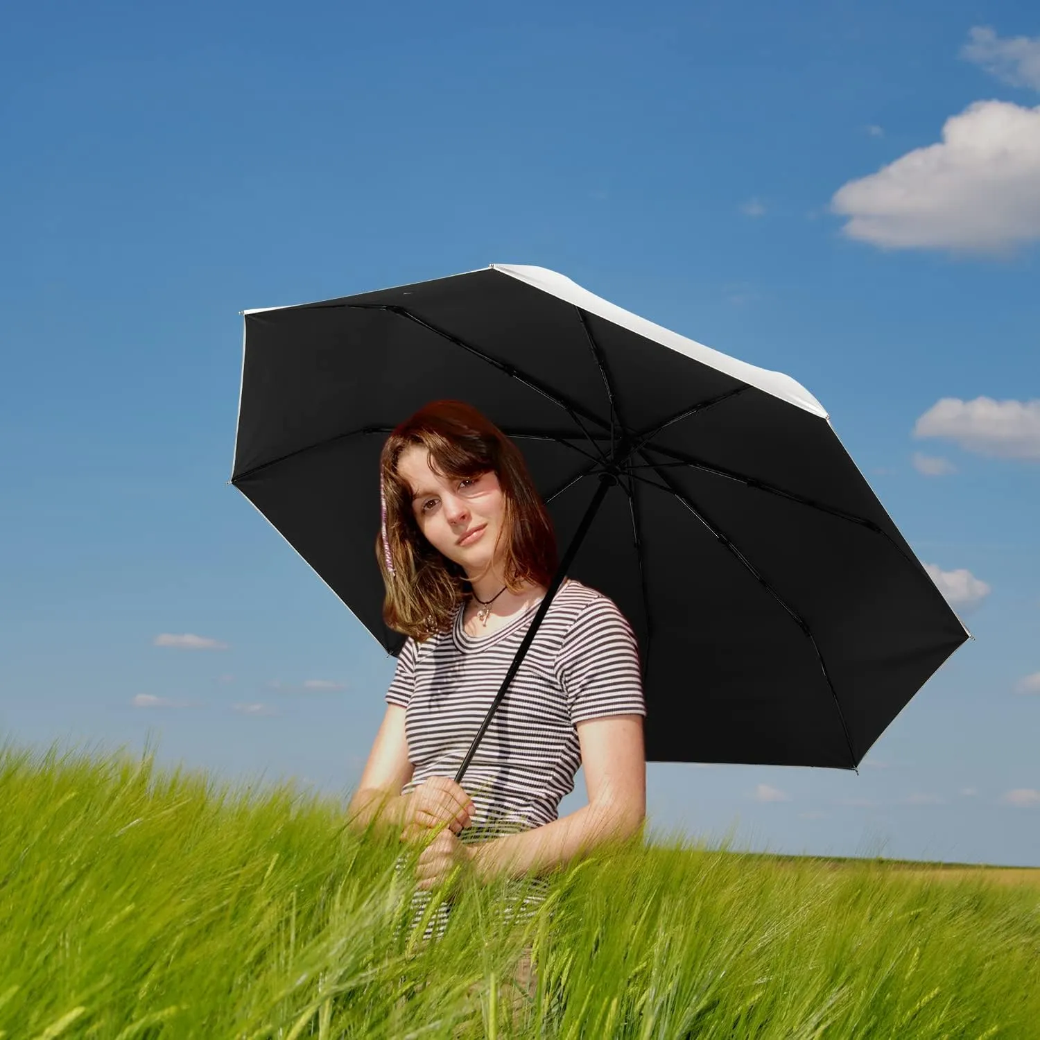 G4Free UPF 50  UV Protection Large Travel Umbrella 42/46 Inch Auto Open Close Windproof Sun Blocking Umbrella