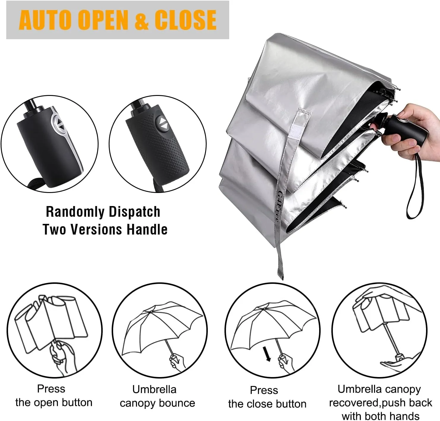 G4Free UPF 50  UV Protection Large Travel Umbrella 42/46 Inch Auto Open Close Windproof Sun Blocking Umbrella