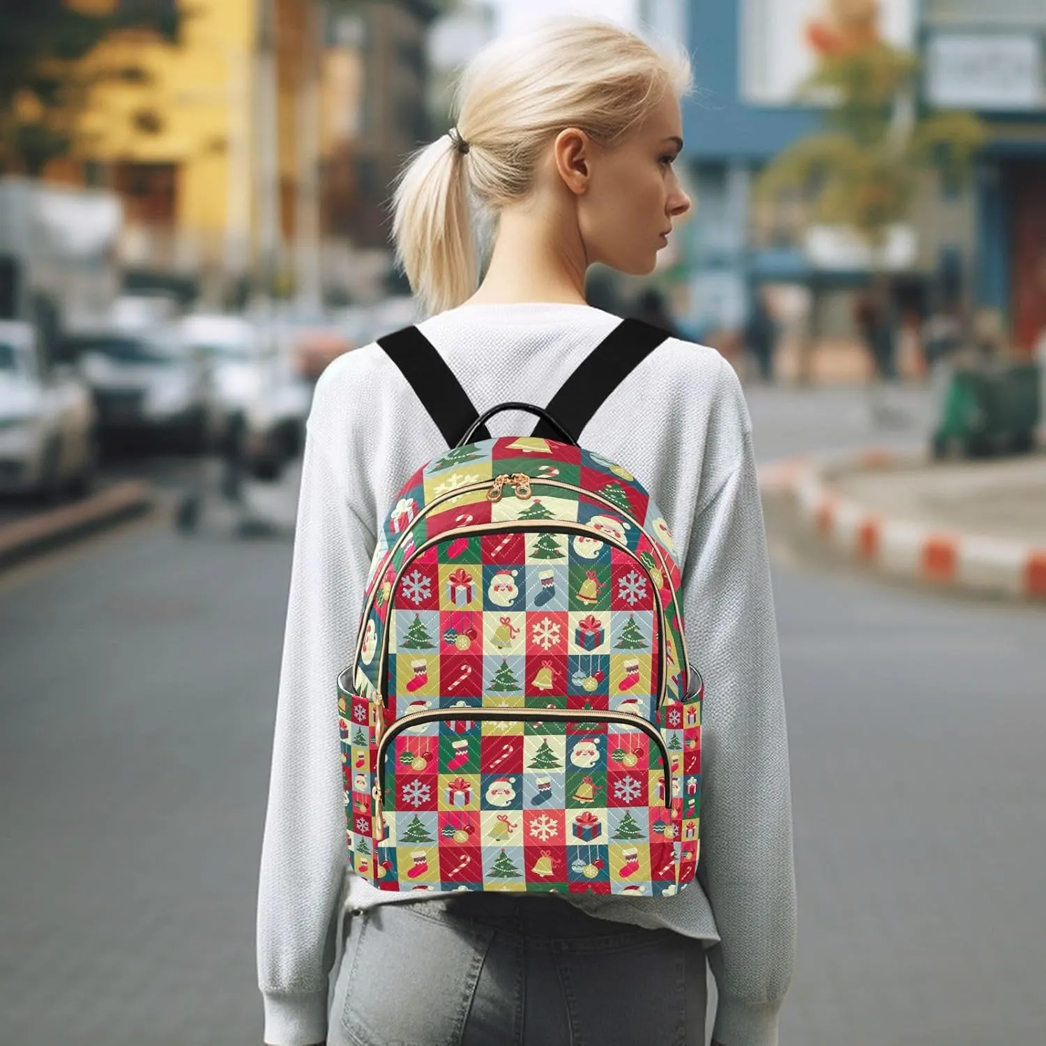 GAIGEO Christmas Symbols Casual Day Backpack, Stylish Ladies Backpack, Backpack for Work and Travel, S