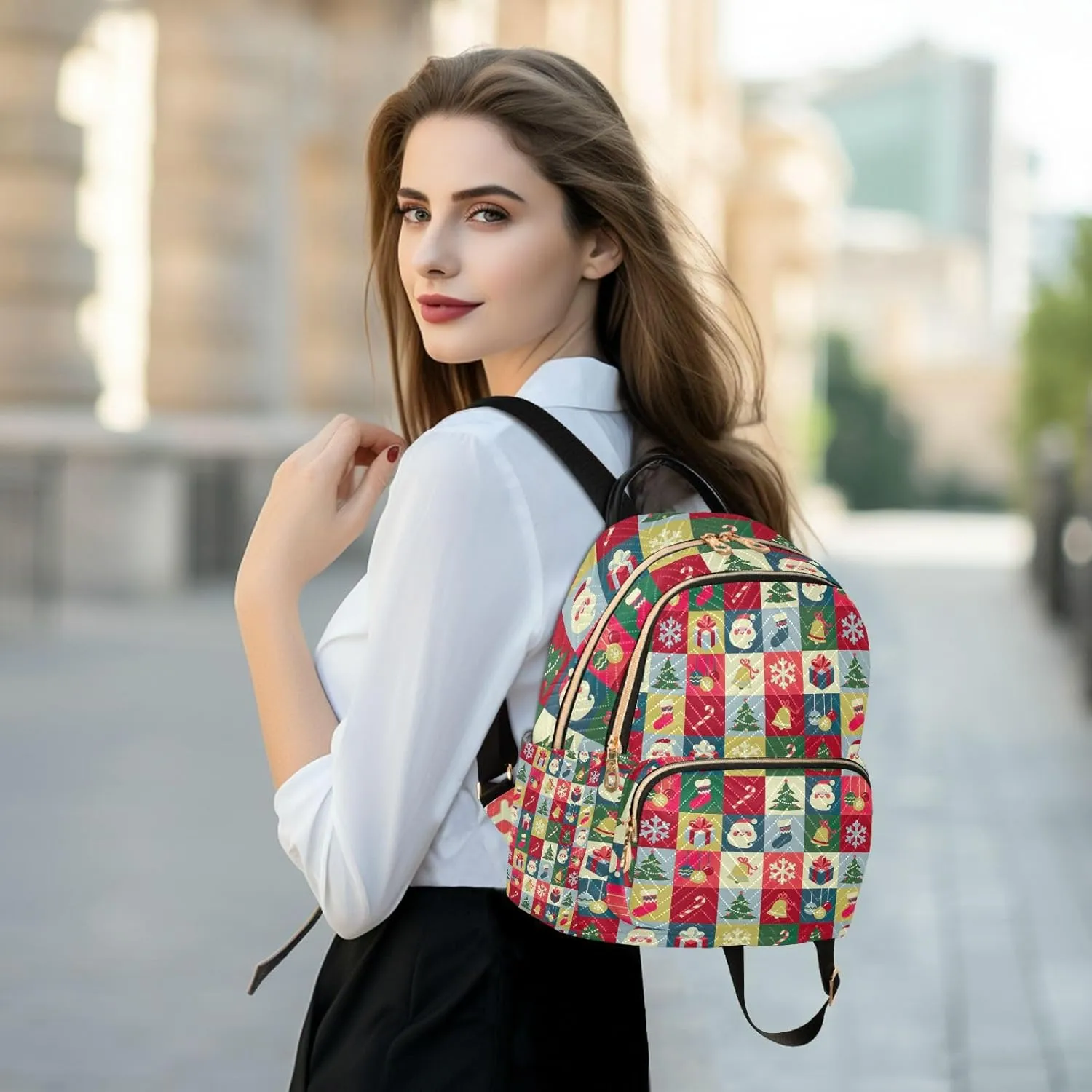 GAIGEO Christmas Symbols Casual Day Backpack, Stylish Ladies Backpack, Backpack for Work and Travel, S