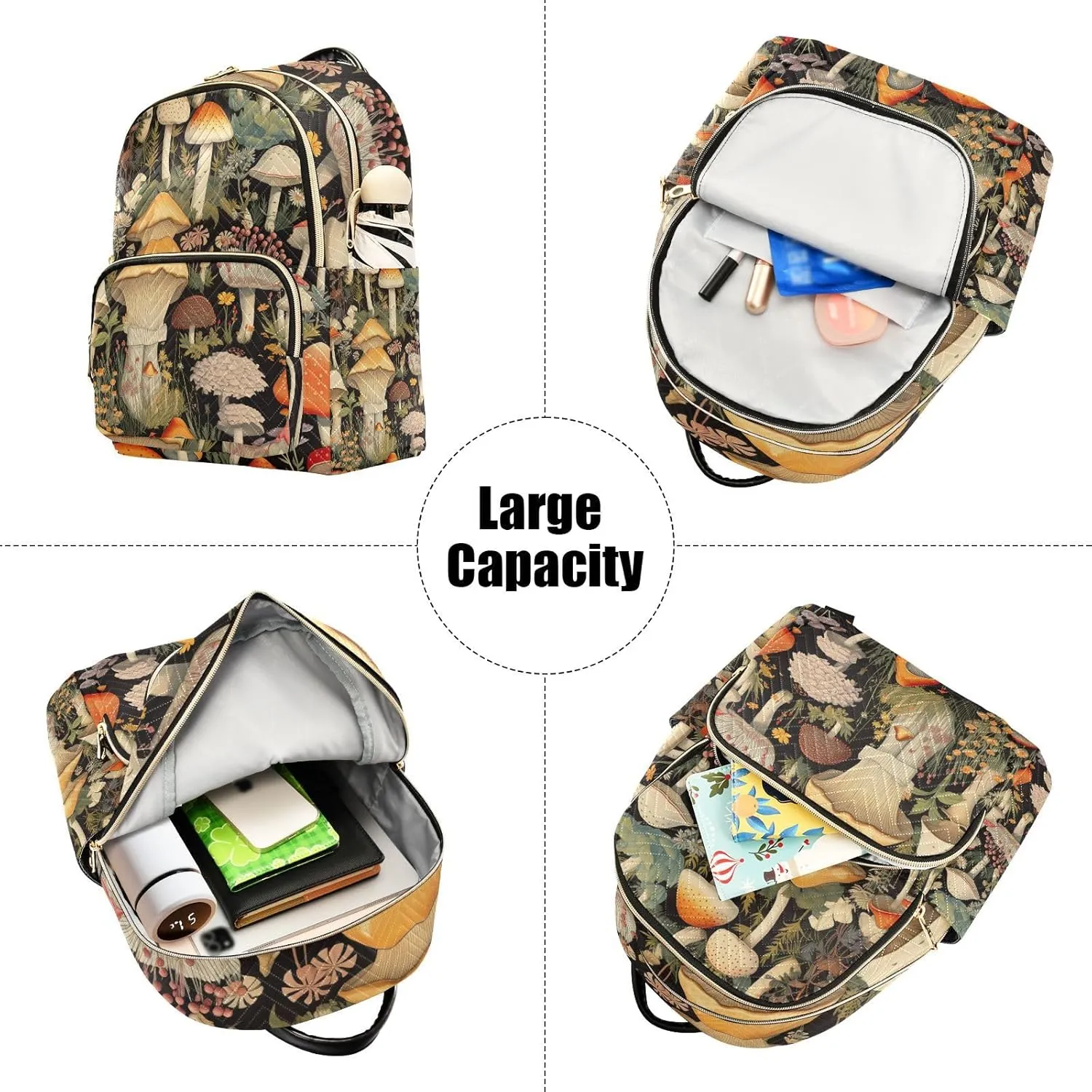 GAIGEO Colorful Forest Mushrooms Stylish Ladies Backpack, Summer Backpack, Casual Backpack for Women, M
