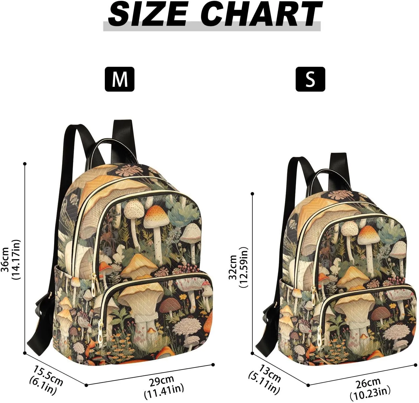 GAIGEO Colorful Forest Mushrooms Stylish Ladies Backpack, Summer Backpack, Casual Backpack for Women, M