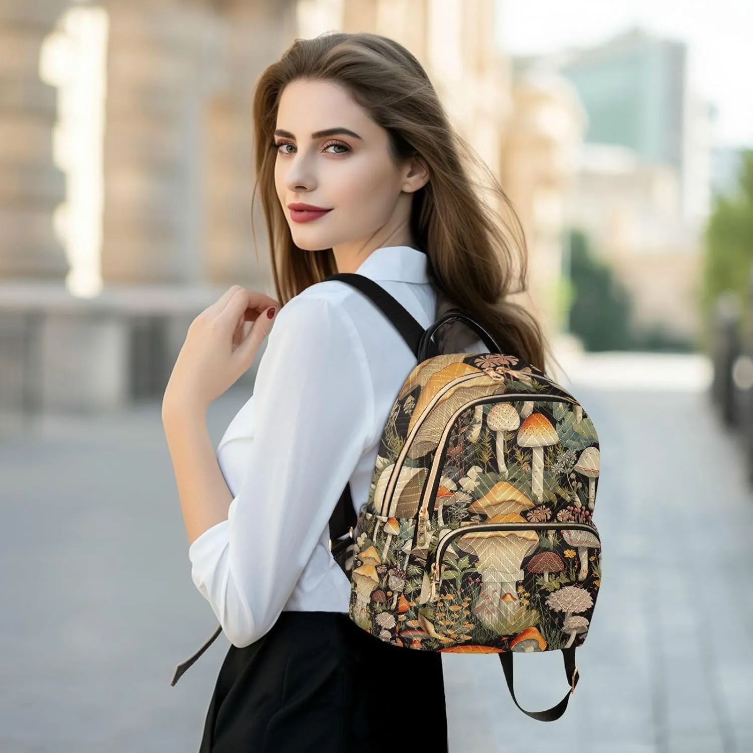 GAIGEO Colorful Forest Mushrooms Stylish Ladies Backpack, Summer Backpack, Casual Backpack for Women, M