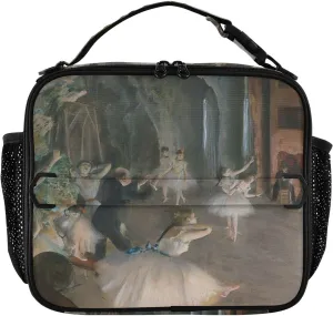 GAIGEO Edgar Degas Prints Rehearsal Lunch Box Girls Women Lunch Bag Kids Mens Lunchbox for Work Reusable Cooler Bag Insulated with Adjustable Shoulder Strap