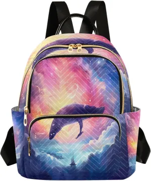 GAIGEO Fantasy Sea Of Clouds And Whale Woman's Fashion Backpack, Womens Travel Backpack for Airplane, Travel Backpack for Women, M