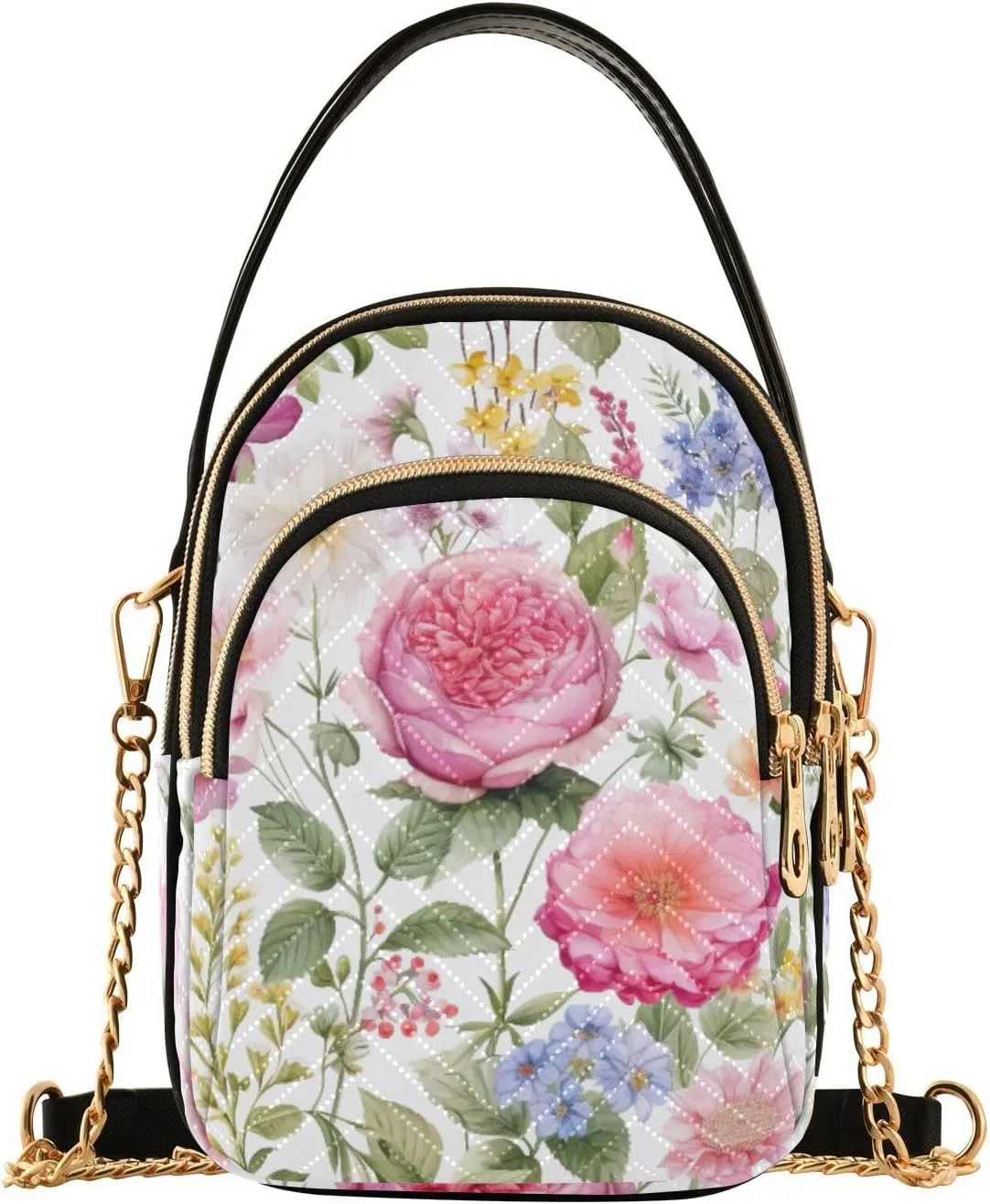 GAIGEO Strawberries and Flowers Women s Crossbody Handbags, Fashionable Crossbody Bags Shoulder Purse Crossbody