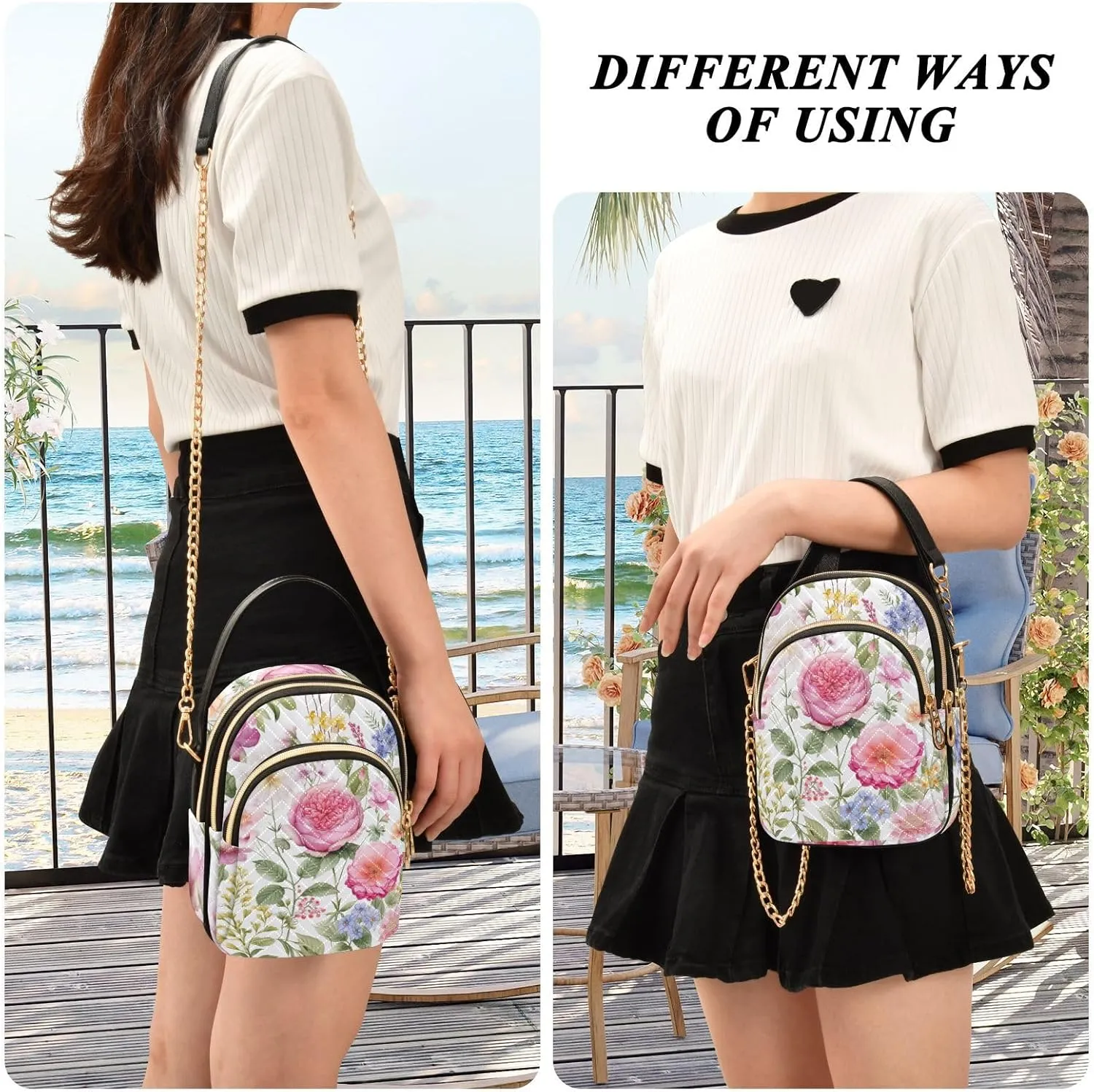 GAIGEO Strawberries and Flowers Women s Crossbody Handbags, Fashionable Crossbody Bags Shoulder Purse Crossbody