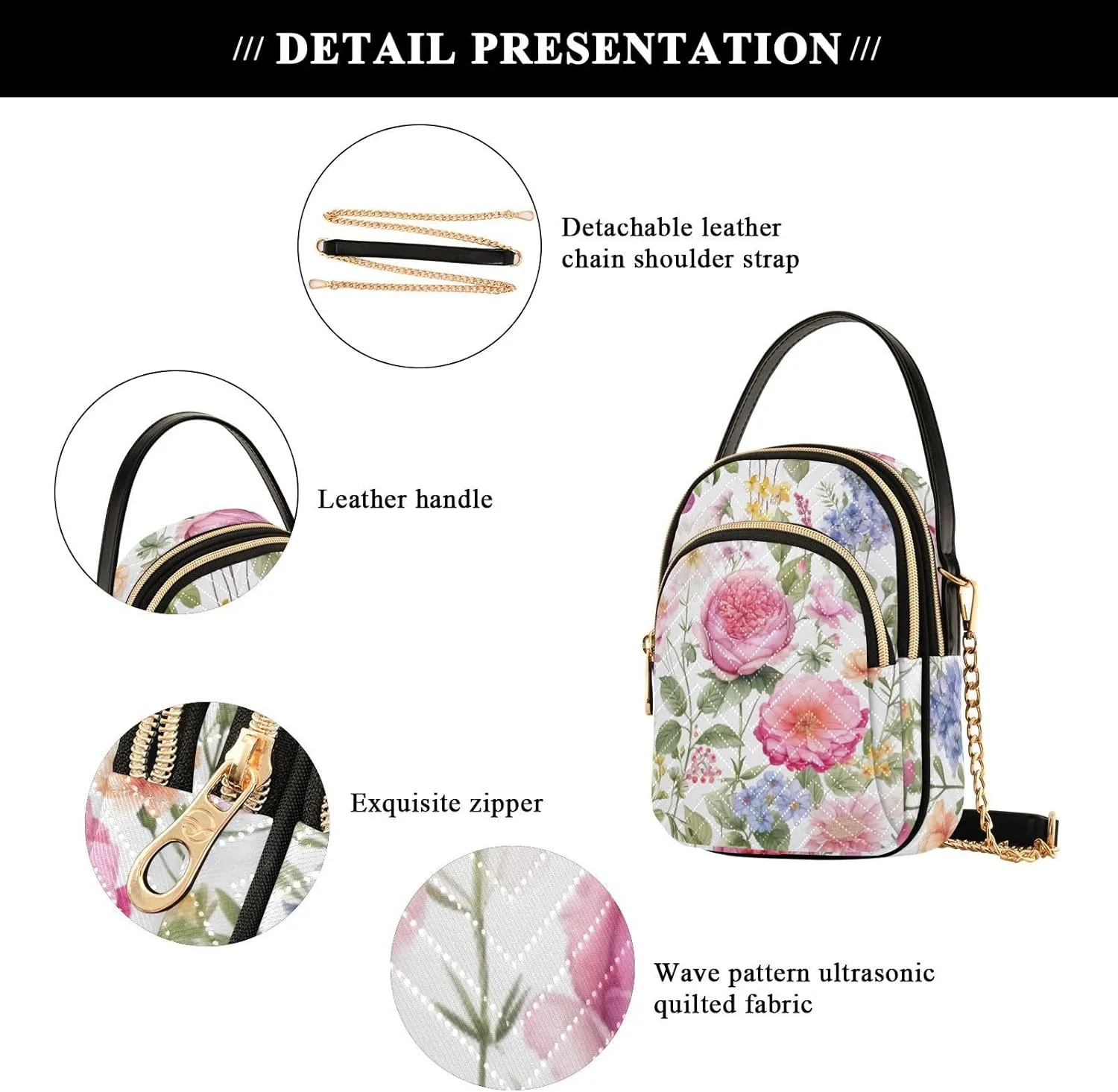 GAIGEO Strawberries and Flowers Women s Crossbody Handbags, Fashionable Crossbody Bags Shoulder Purse Crossbody