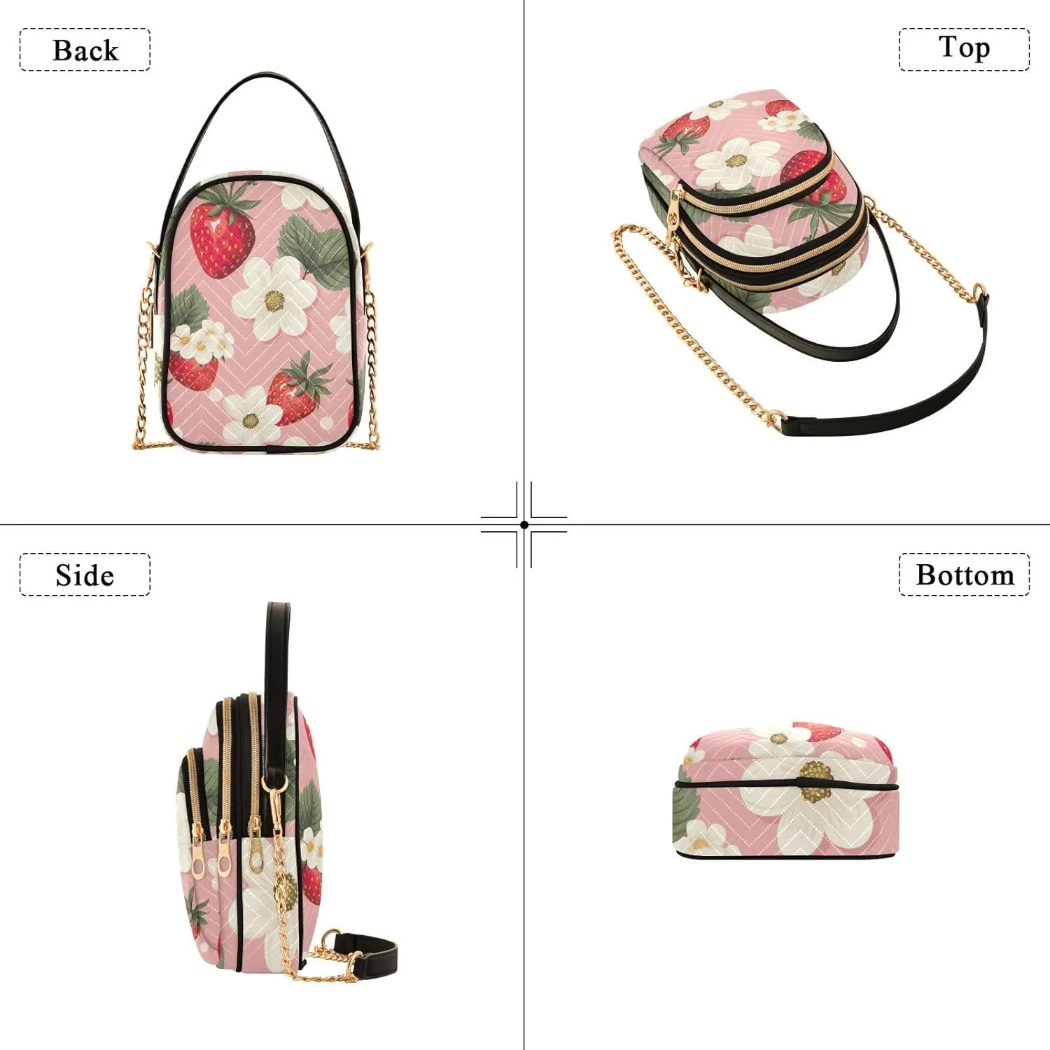 GAIGEO Strawberries and Flowers Women s Crossbody Handbags, Fashionable Crossbody Bags Shoulder Purse Crossbody