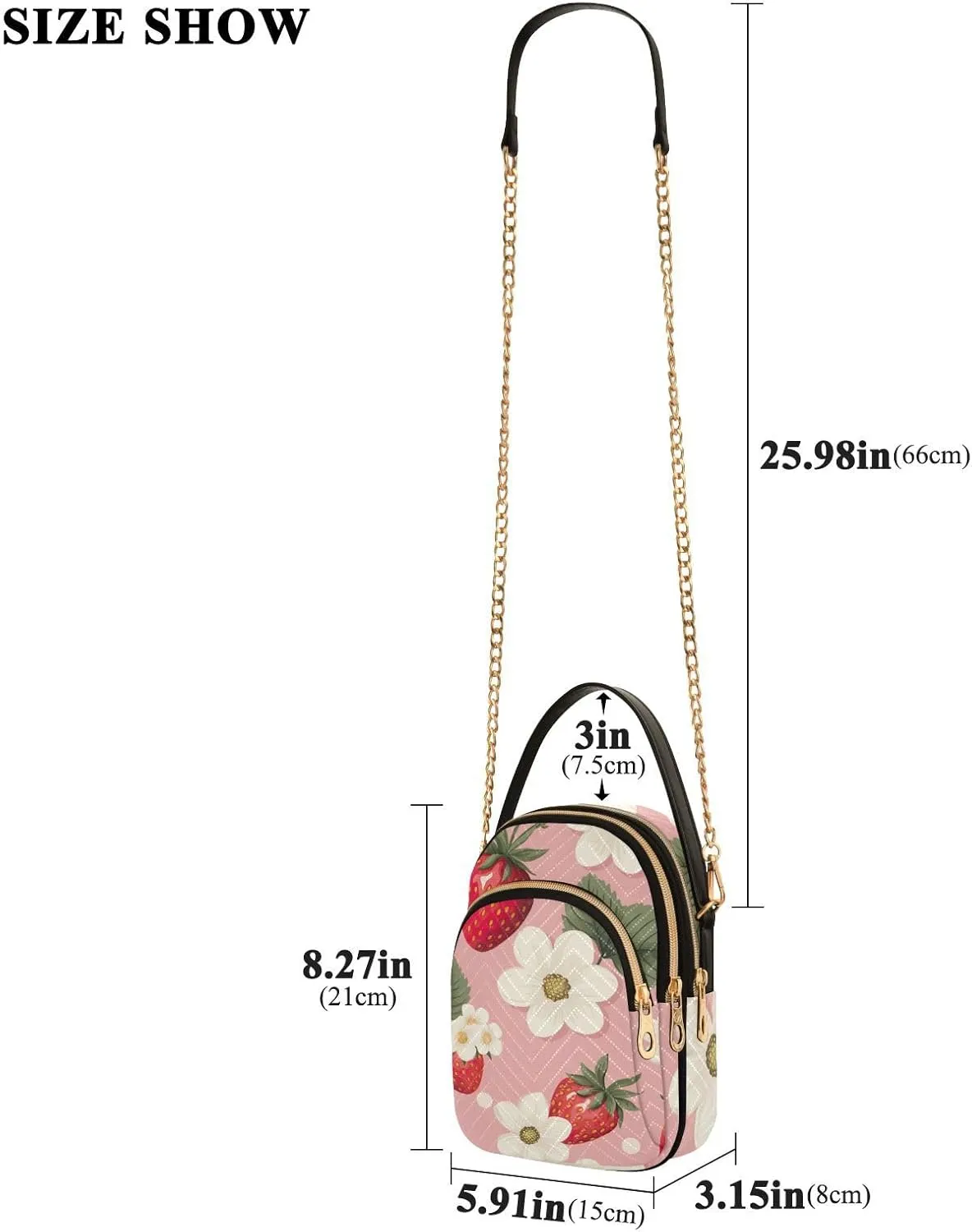 GAIGEO Strawberries and Flowers Women s Crossbody Handbags, Fashionable Crossbody Bags Shoulder Purse Crossbody
