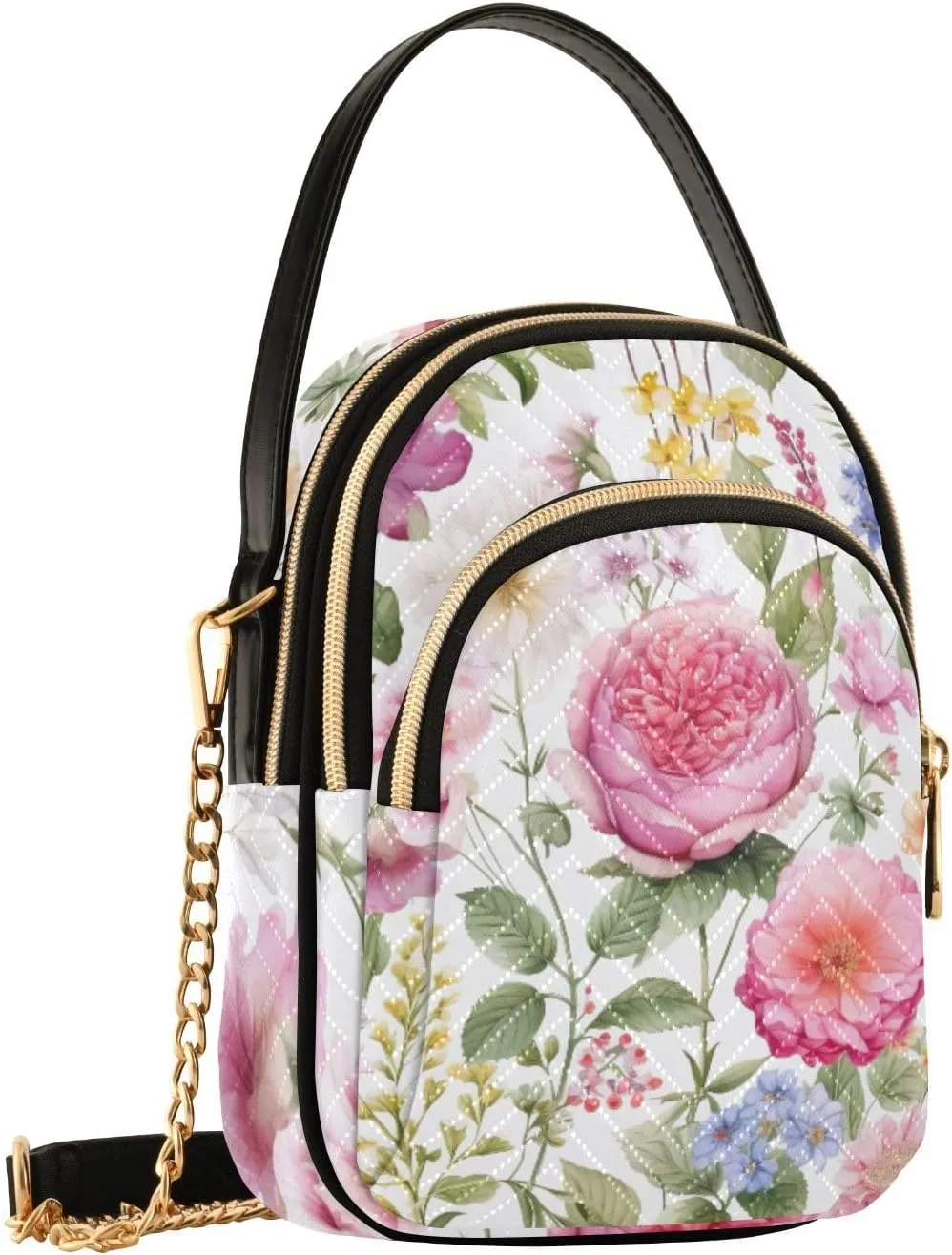 GAIGEO Strawberries and Flowers Women s Crossbody Handbags, Fashionable Crossbody Bags Shoulder Purse Crossbody