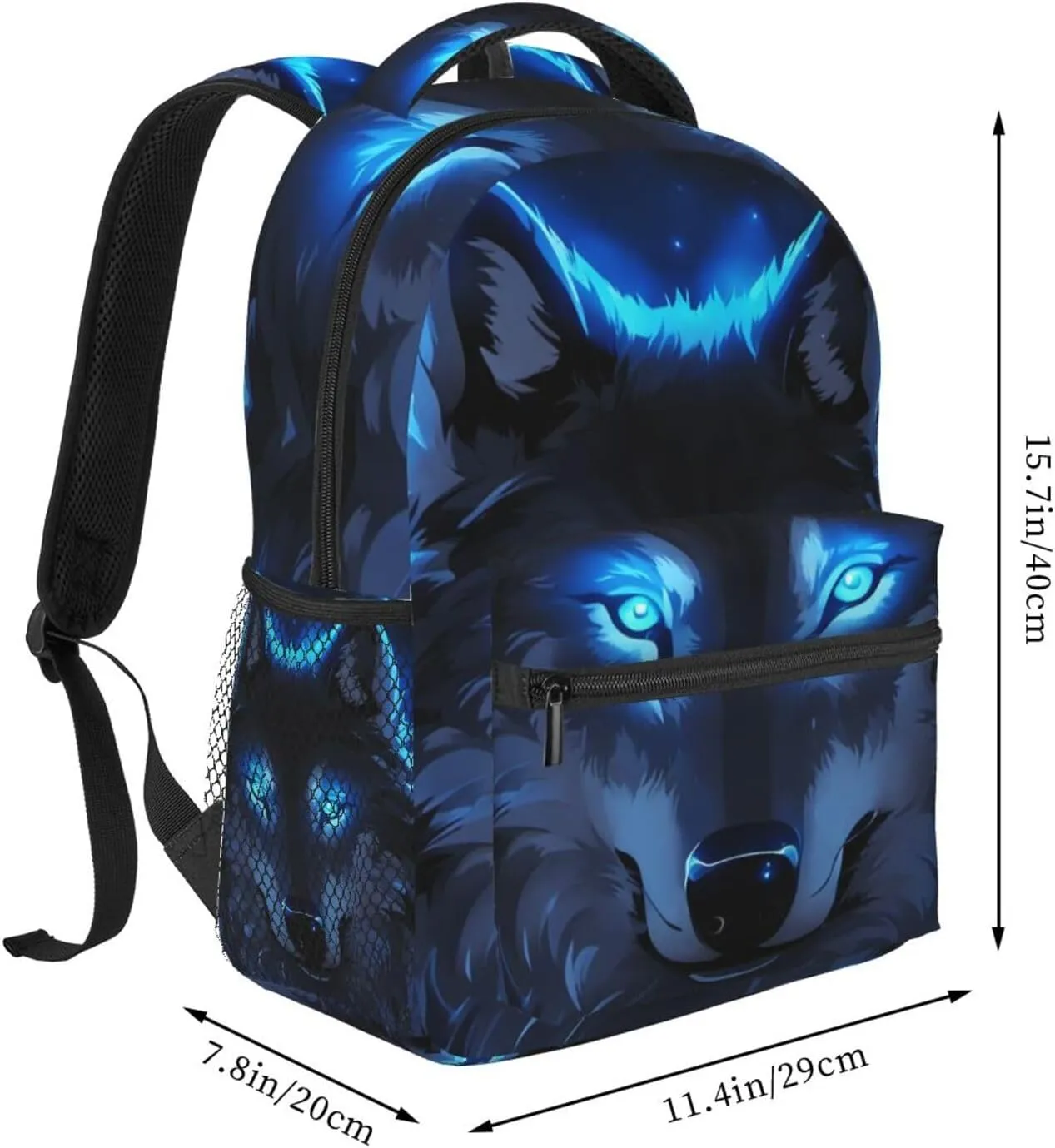 Galaxy Blue Wolf Backpack Bookbag 16 inch Laptop Bag Shoulder Bag Casual Daypack for Teenager