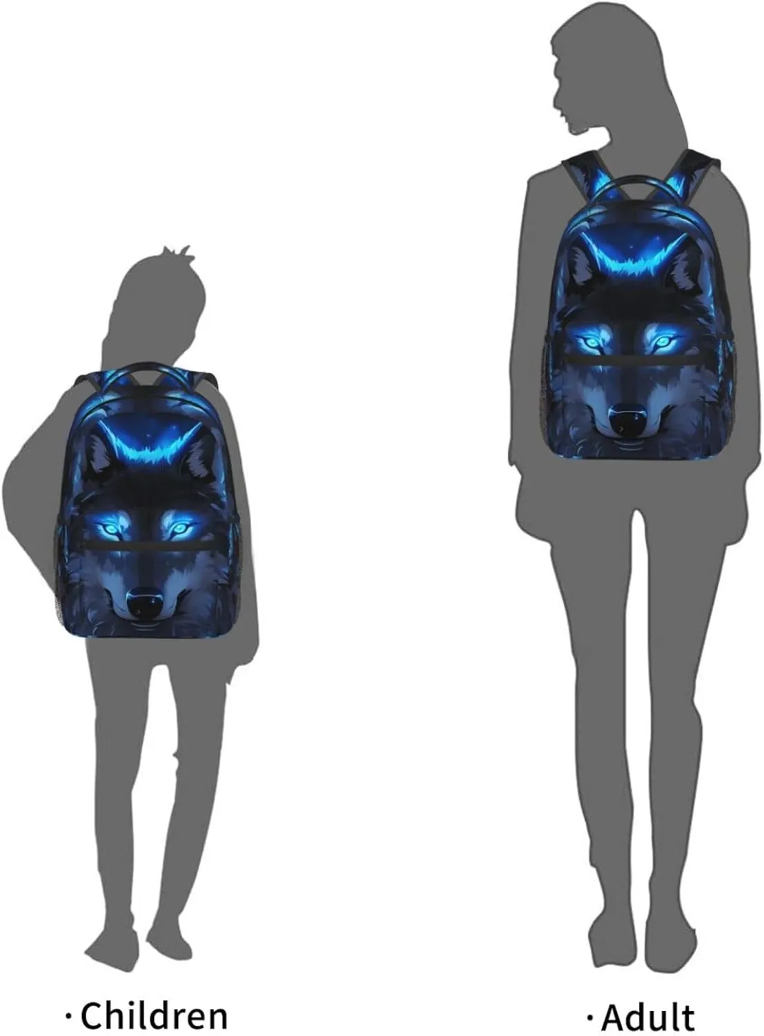 Galaxy Blue Wolf Backpack Bookbag 16 inch Laptop Bag Shoulder Bag Casual Daypack for Teenager