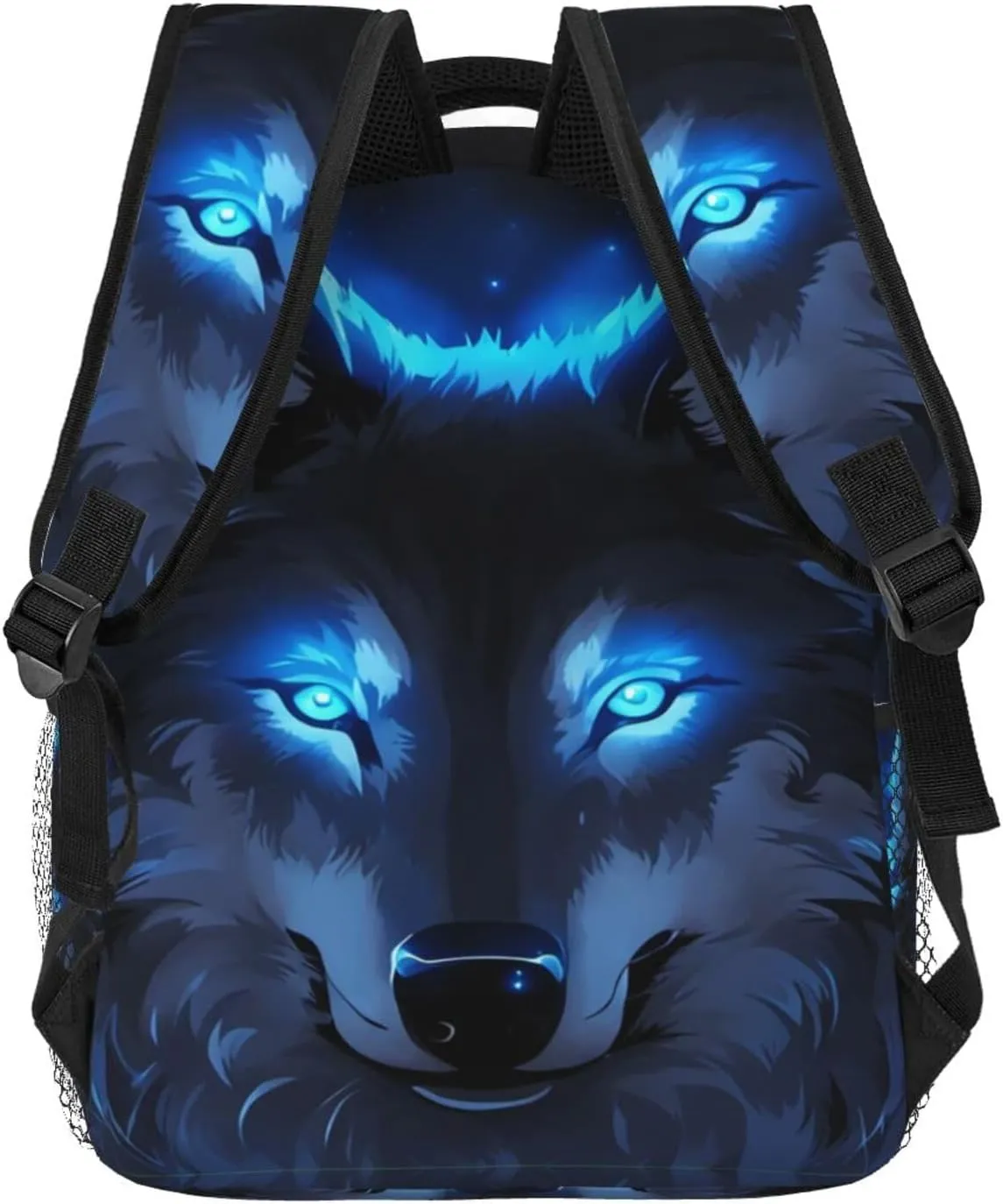 Galaxy Blue Wolf Backpack Bookbag 16 inch Laptop Bag Shoulder Bag Casual Daypack for Teenager