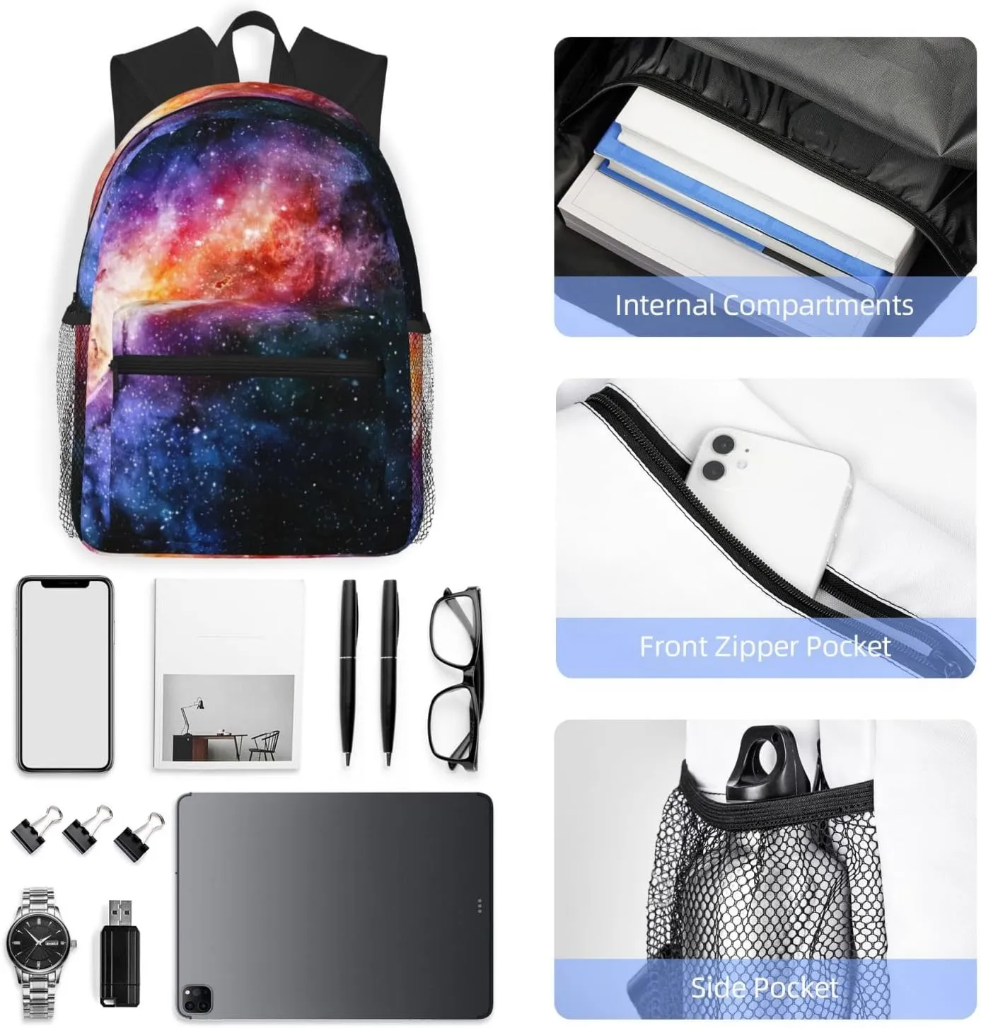 Galaxy In The Universe Fashion Backpack,Casual Daypack Backpacks For Men Women, Laptop Bag Travel Hiking Camping