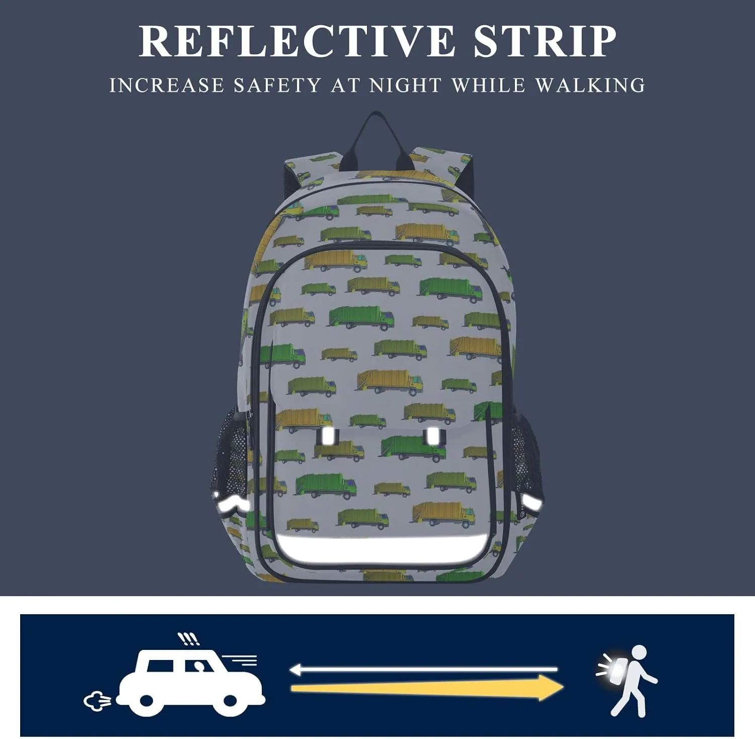 Garbage Truck Backpack for Student; School Backpacks Travel Laptop Bags Bookbags for Suitable for ages 6-12 Student