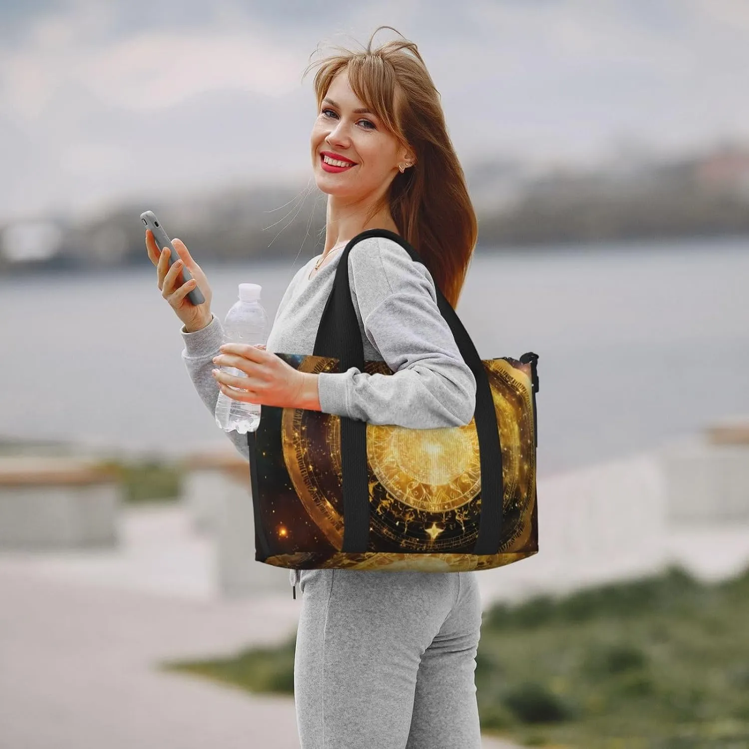 Gears Clock Bronze Century Small Duffel Bag Foldable Travel Bag Weekender Bag Overnight Gym Hospital Bags For Women&Men