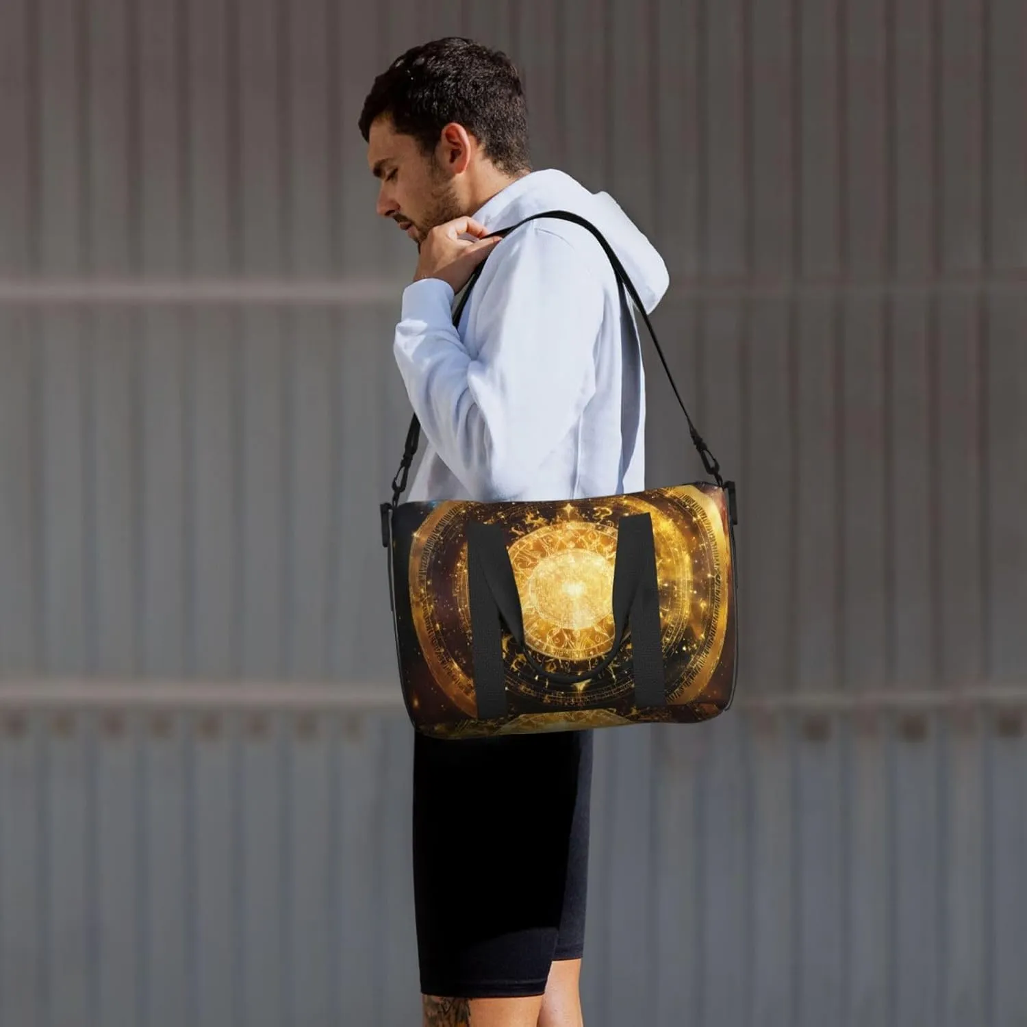 Gears Clock Bronze Century Small Duffel Bag Foldable Travel Bag Weekender Bag Overnight Gym Hospital Bags For Women&Men