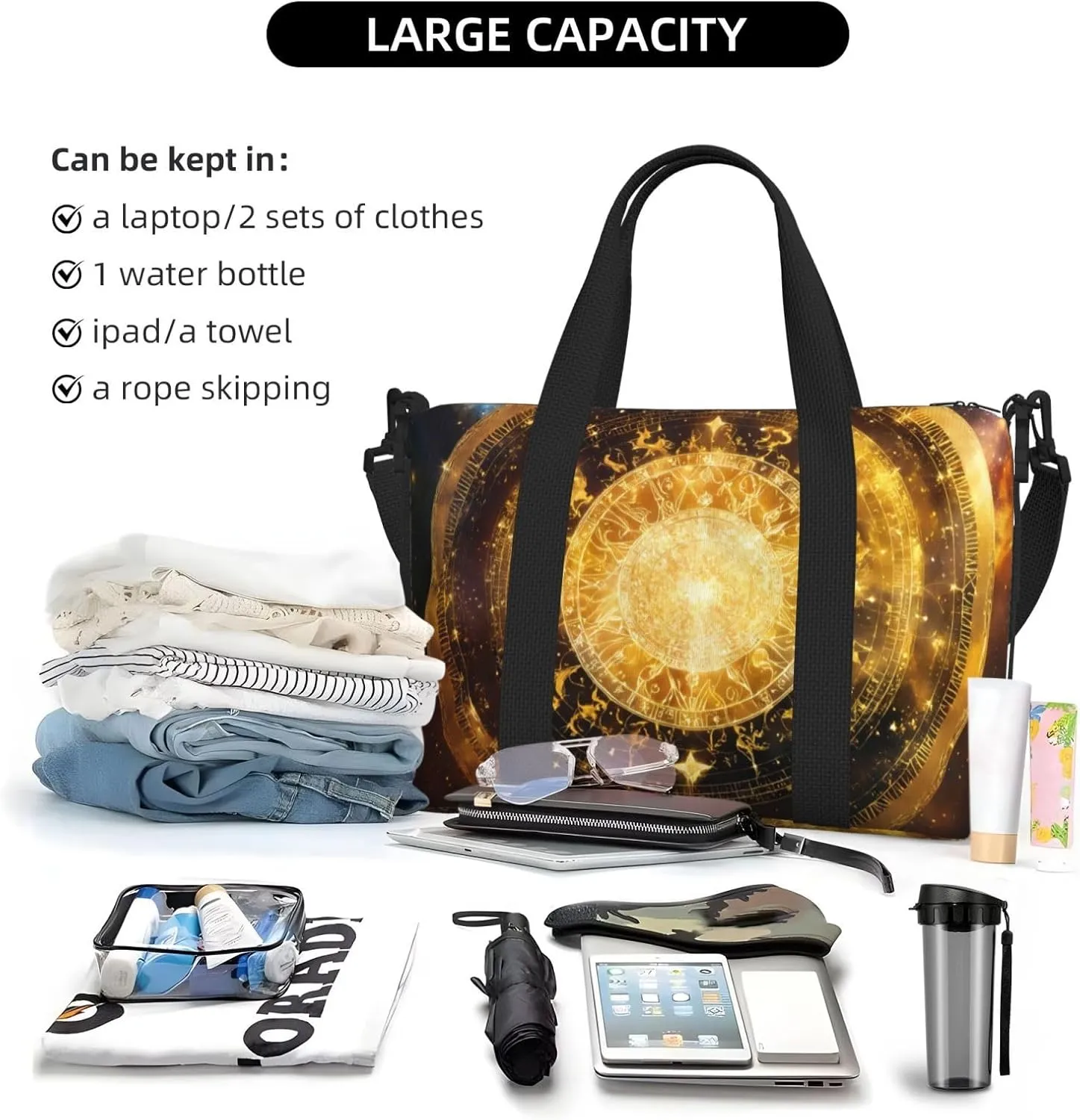 Gears Clock Bronze Century Small Duffel Bag Foldable Travel Bag Weekender Bag Overnight Gym Hospital Bags For Women&Men