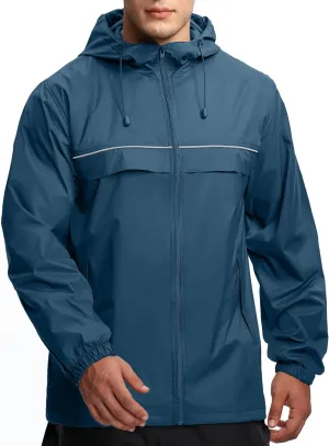 GEEK LIGHTING Mens Waterproof Hooded Rain Jacket Lightweight Raincoat for Outdoor Hiking Running Travel