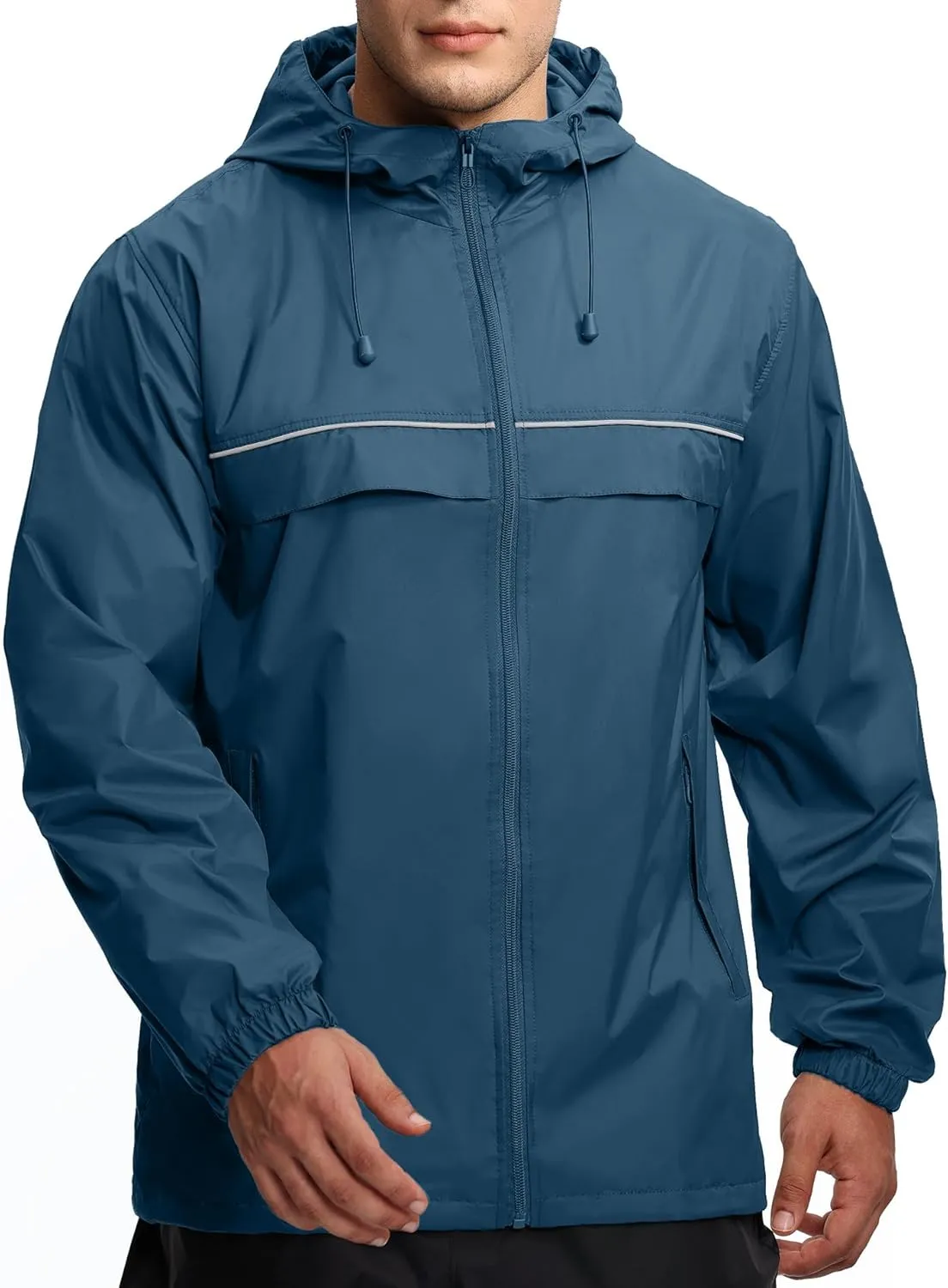 GEEK LIGHTING Mens Waterproof Hooded Rain Jacket Lightweight Raincoat for Outdoor Hiking Running Travel