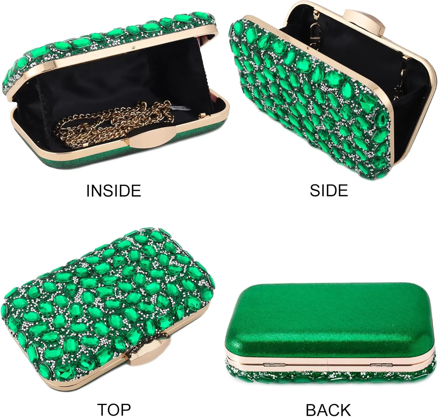 Gemstone Clutch Purses for Women Wedding Party, Rhinestone Purse Crystal Evening Bag for Women Evening