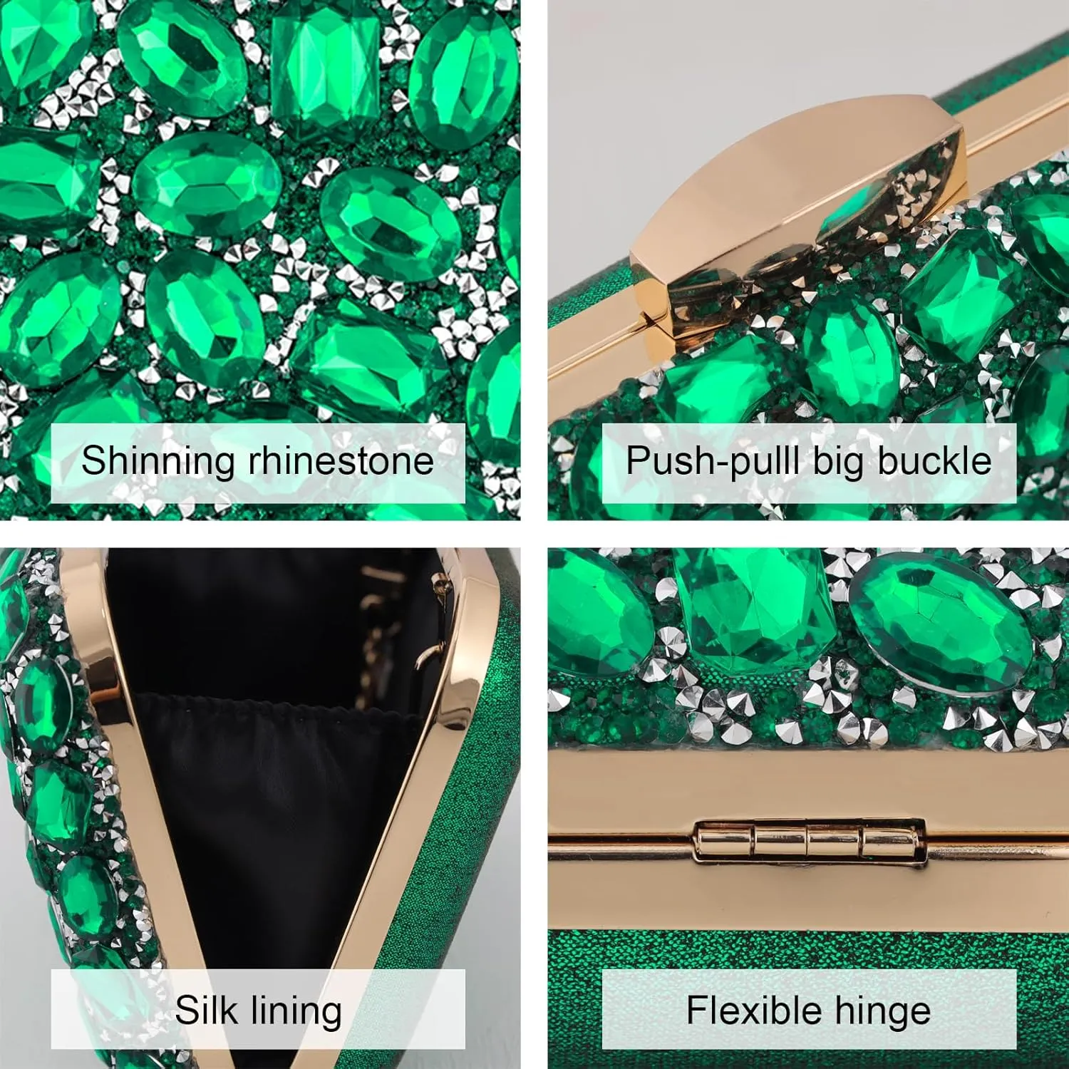 Gemstone Clutch Purses for Women Wedding Party, Rhinestone Purse Crystal Evening Bag for Women Evening