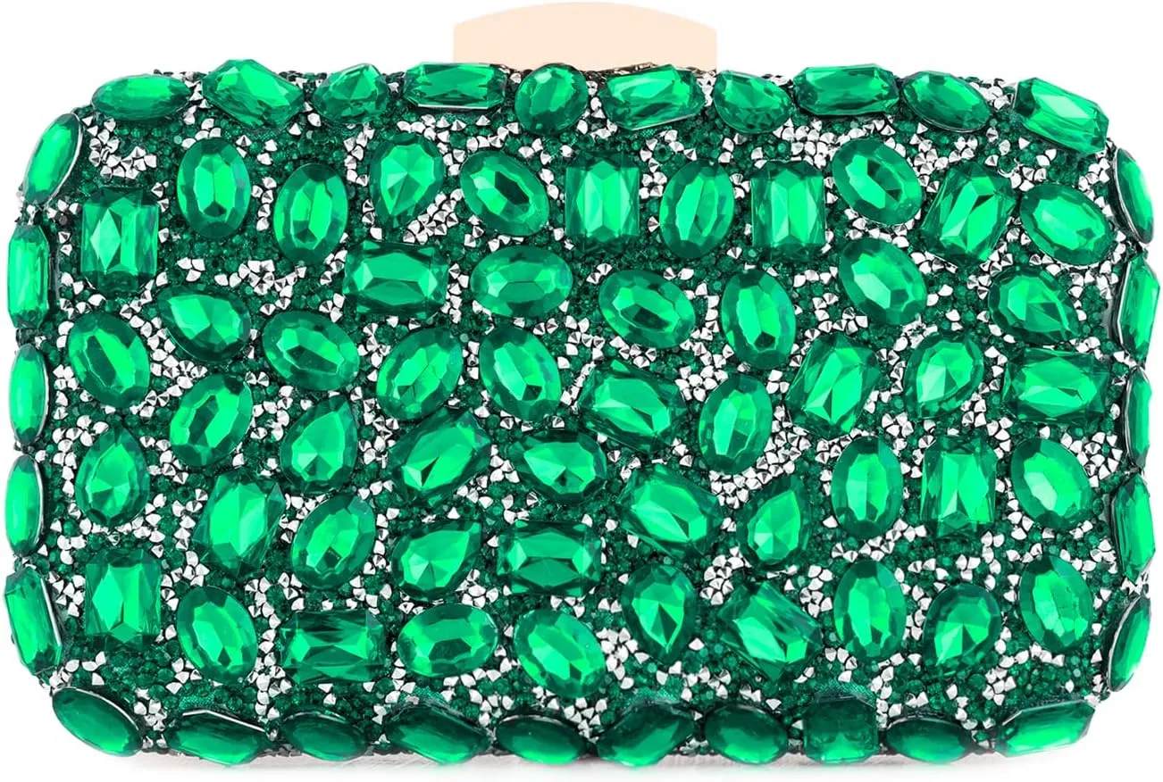 Gemstone Clutch Purses for Women Wedding Party, Rhinestone Purse Crystal Evening Bag for Women Evening