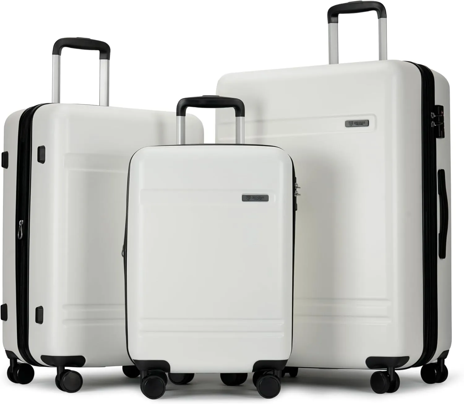 GinzaTravel 3-Piece Luggage Sets Expandable Suitcases with 4 Wheels PC ABS Durable Hardside Luggage sets TSA lock(White, 3-Piece Set(20"/25"/29"))