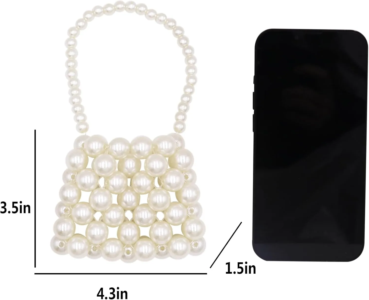 Girls Mini White Pearl Purse Handbag Acrylic Beads Handbag Shoulder Bag Pearl Beaded Clutch Evening Bag for Women