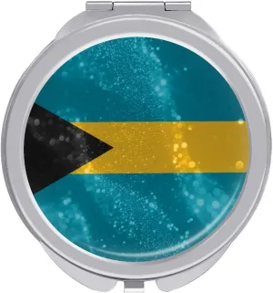 Glittering Stars Bahamas Compact Mirror Pocket Mirror Portable Mini Makeup Mirror Handheld Double-Sided Magnifying