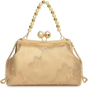 Gold Shell Bag Chinese Beaded Handbag Middle-aged Cheongsam With Chain Shoulder Bag