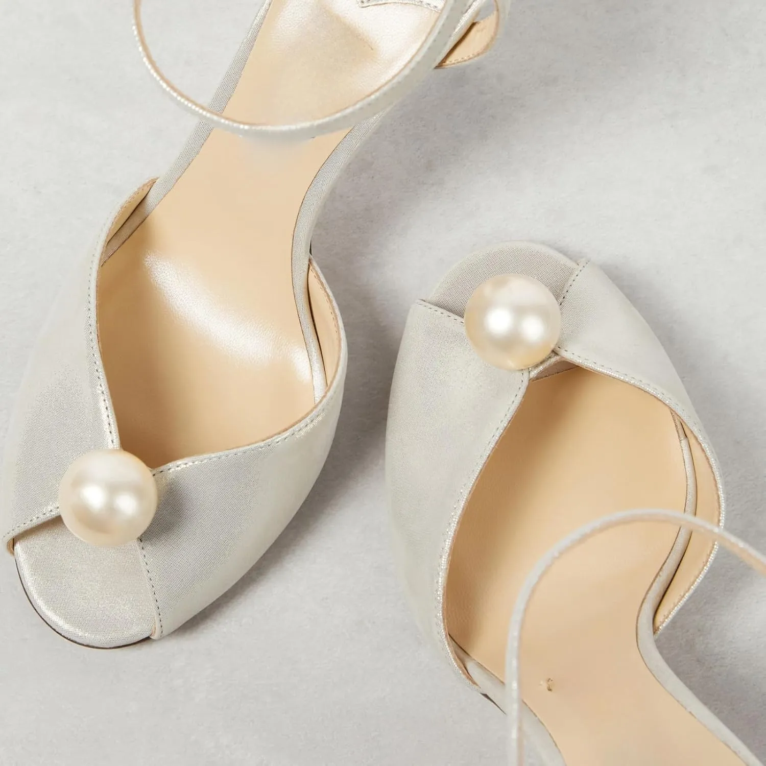 Goolita Womens Peep Toe Stiletto Heeled Sandals Shiny Pearl Buckle Ankle Strap Wedding Pumps Dress Evening Bride Bridal Shoes