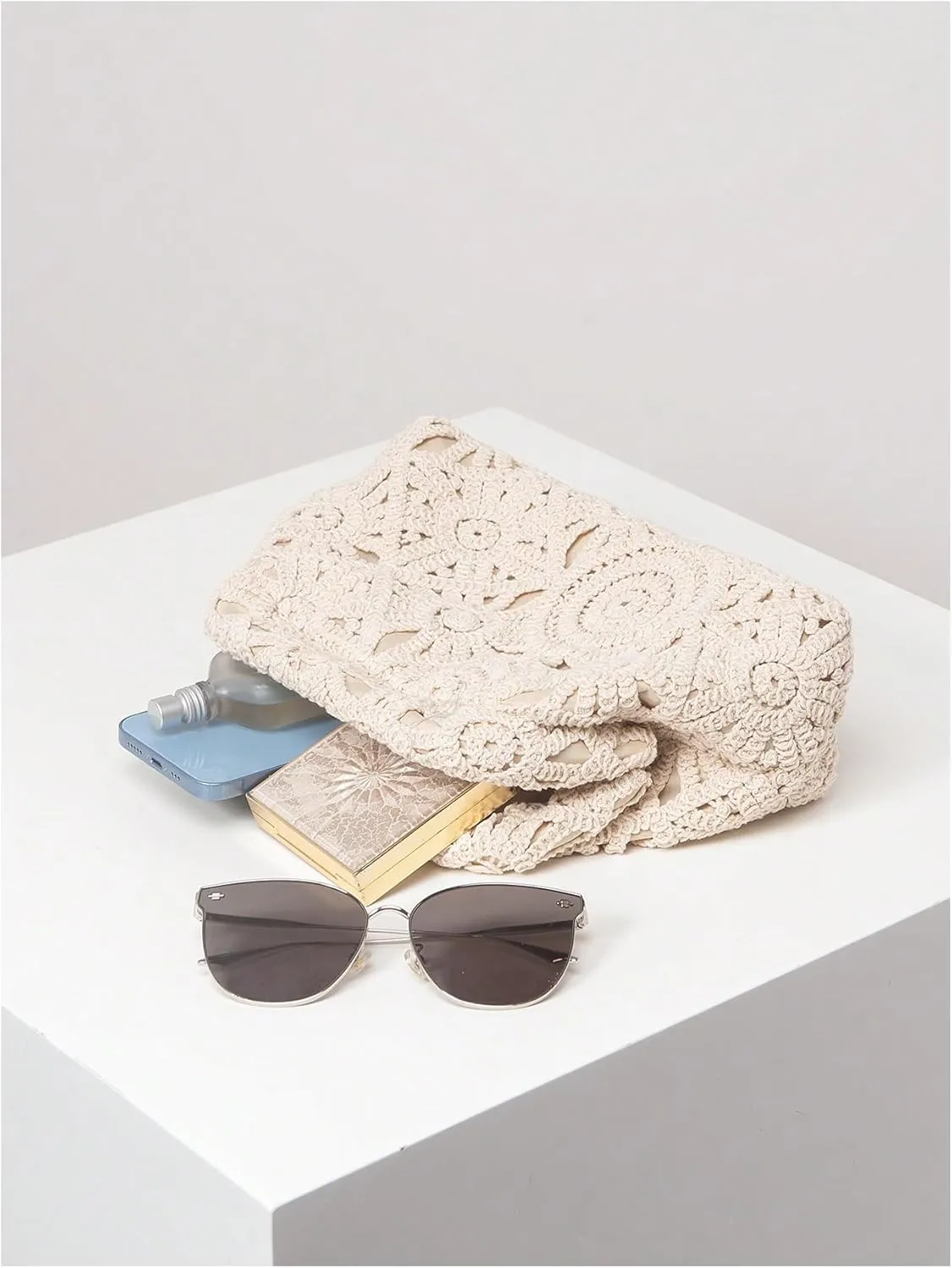 GORGLITTER Women's Crochet Purses Wedding Prom Summer Beach Bag Dumpling Cloud Evening Clutch Purses