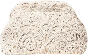 GORGLITTER Women's Crochet Purses Wedding Prom Summer Beach Bag Dumpling Cloud Evening Clutch Purses