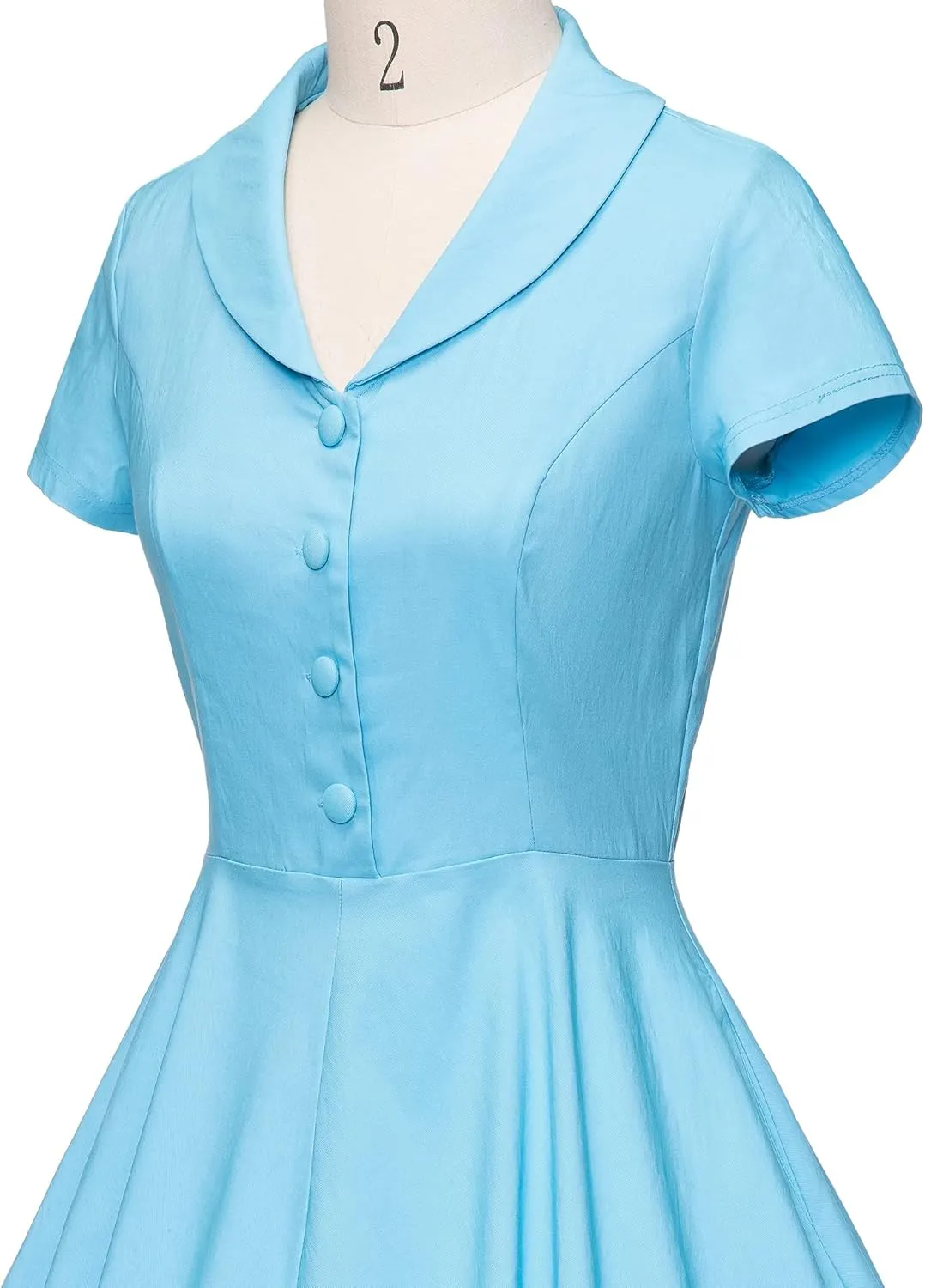 GownTown Women's 1950s Vintage Plaid&Dot Swing Tea Dress with Pockets