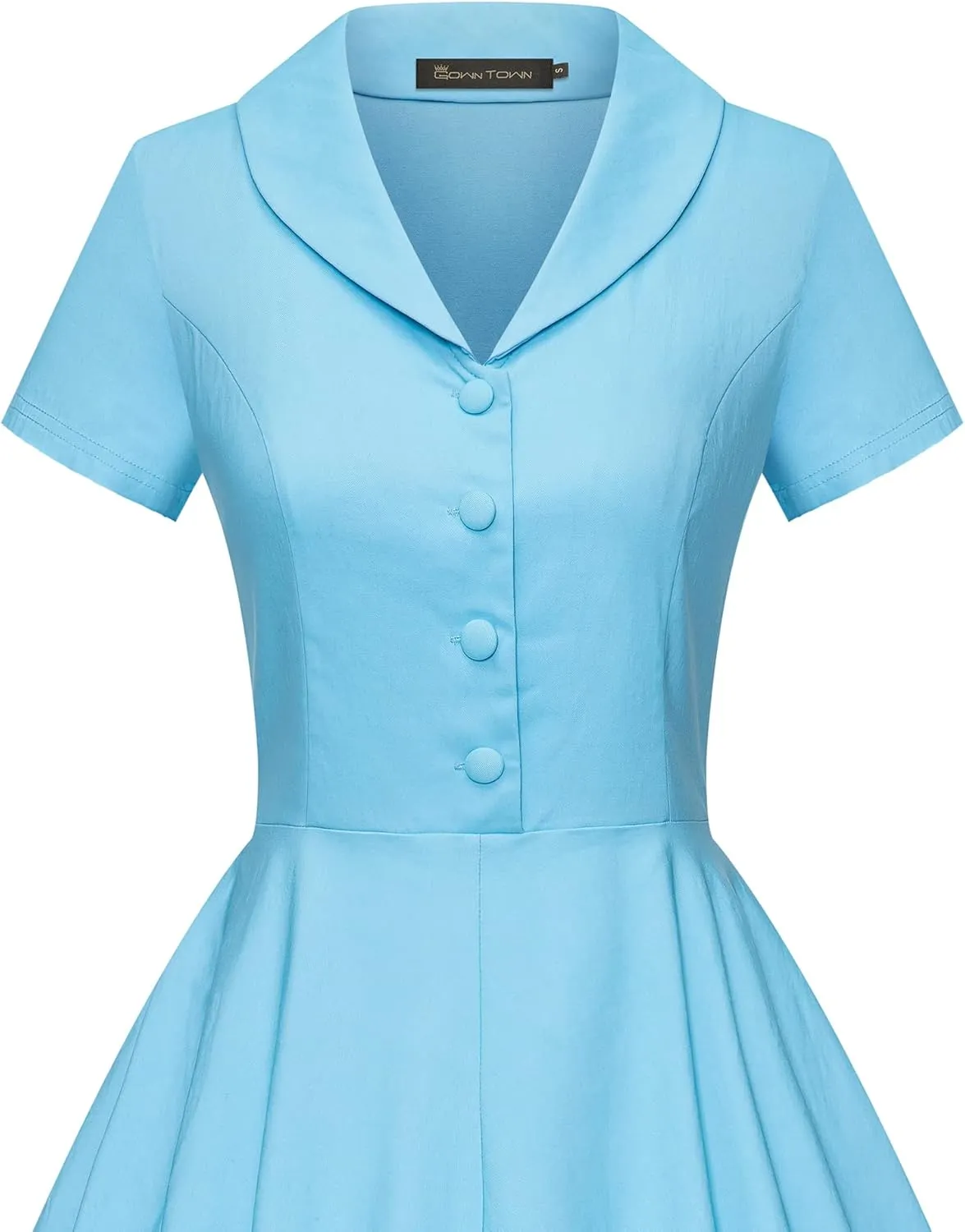 GownTown Women's 1950s Vintage Plaid&Dot Swing Tea Dress with Pockets