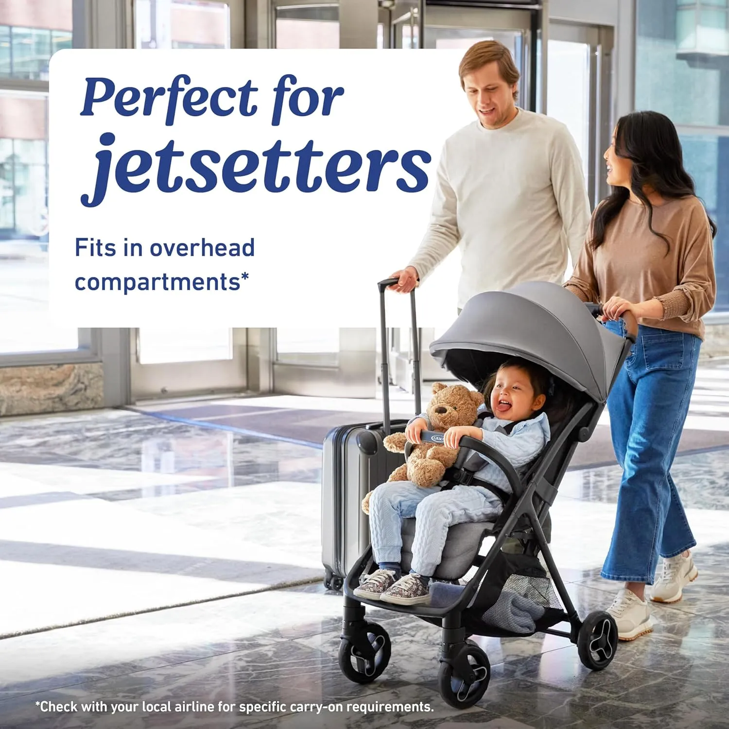 Graco Ready2Jet Travel System – Overhead Friendly Compact Travel Stroller with Automatic Fold and SnugRide Infant Car Seat
