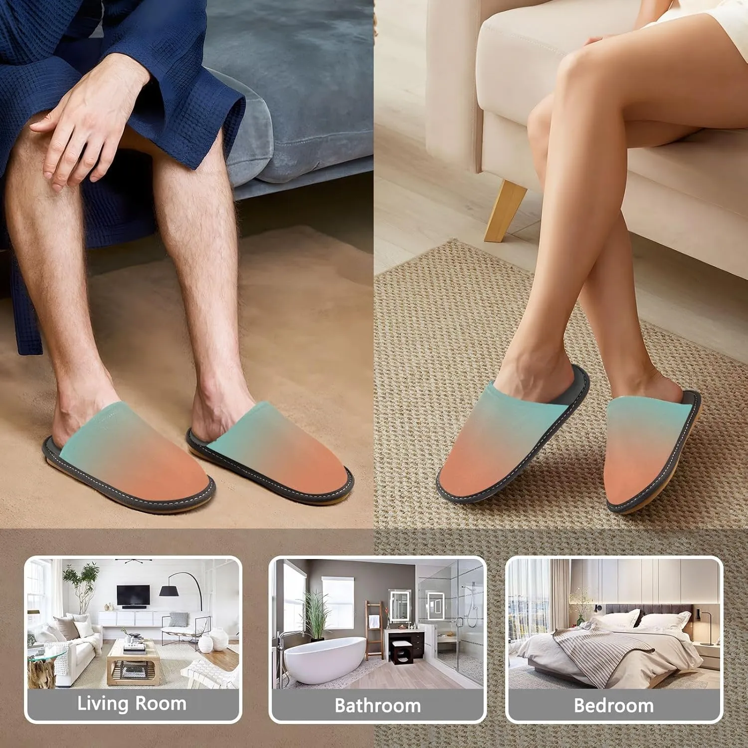 Gradient Travel Slippers Womens Houseshoes Womens Winter Slippers Home Slippers for Men