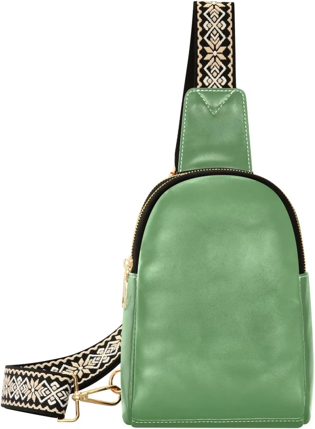 Grass Green Sling Bag for Women Men Fanny Packs Small Crossbody Bags for Women Leather Belt Bag Crossbody Purse Waterproof Chest Bag for Sports Travel Running Hiking
