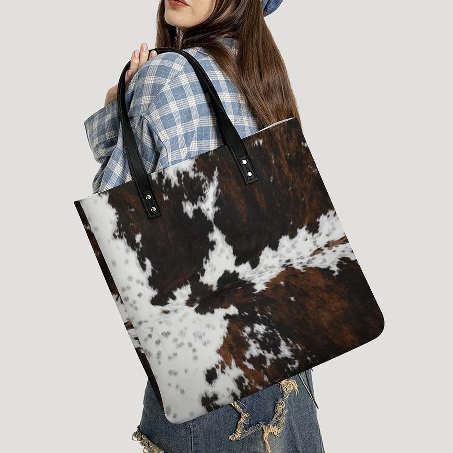 Green Boston Terrier Dogs Fashionable All Printed Leather Handbag Unisex