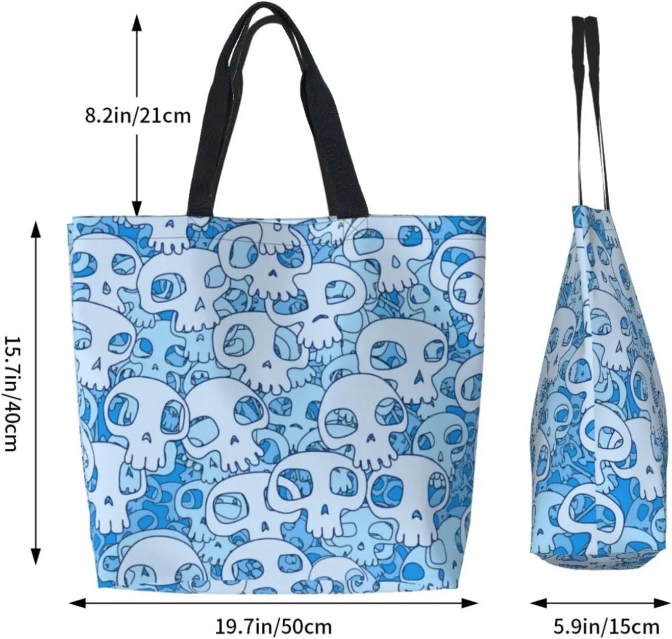 green fire Skull Reusable Grocery bags Big Capacity Shopping Bag Canvas Shoulder Tote Handbag for Women Girls