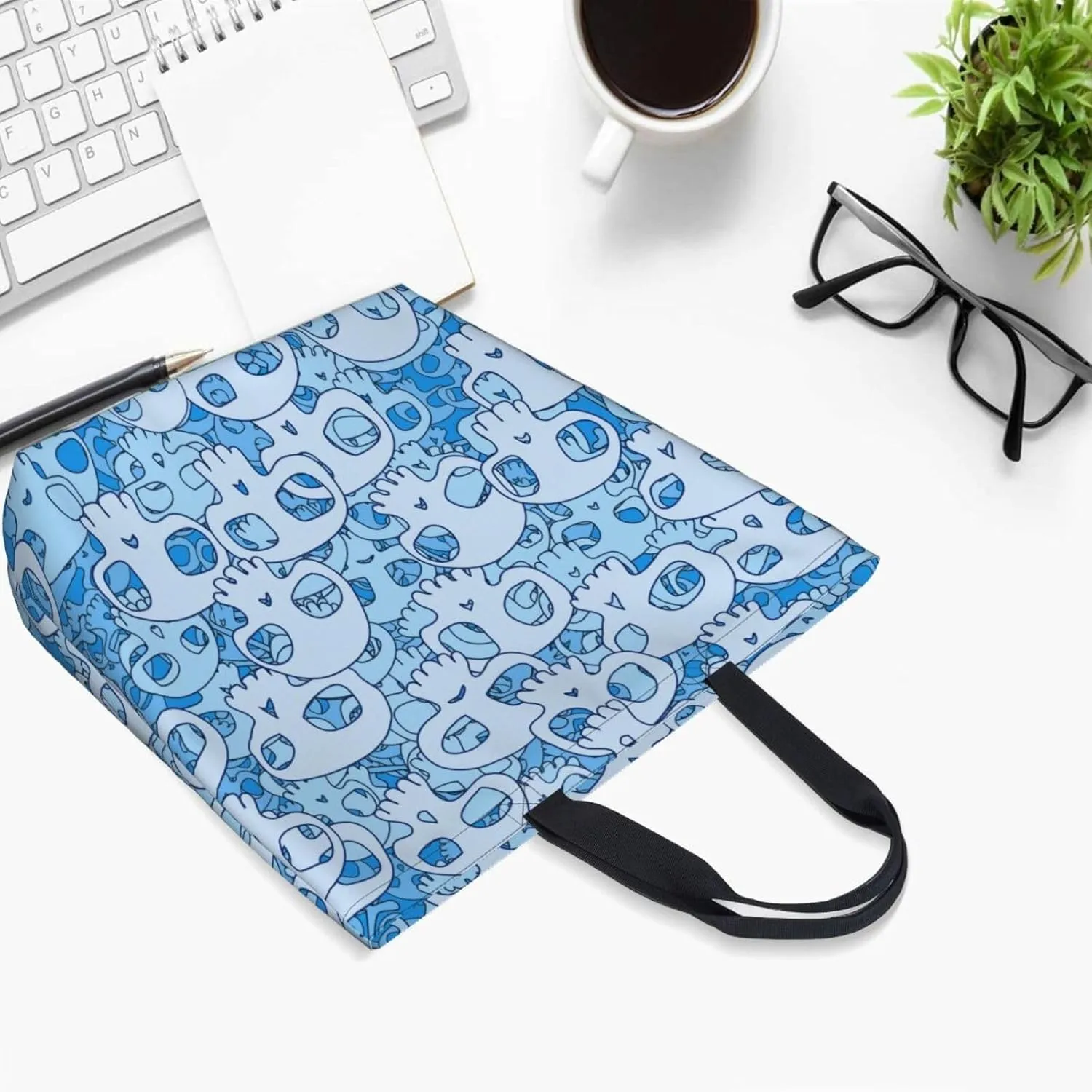 green fire Skull Reusable Grocery bags Big Capacity Shopping Bag Canvas Shoulder Tote Handbag for Women Girls