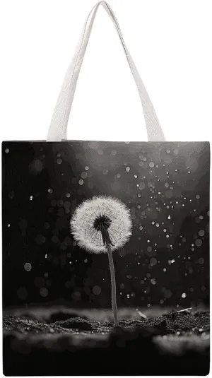 Grocery Bags Dandelion Black And White Bag for Women Lightweight Beach Bag Shoulder Bags for Travel Shopping Work Handbag