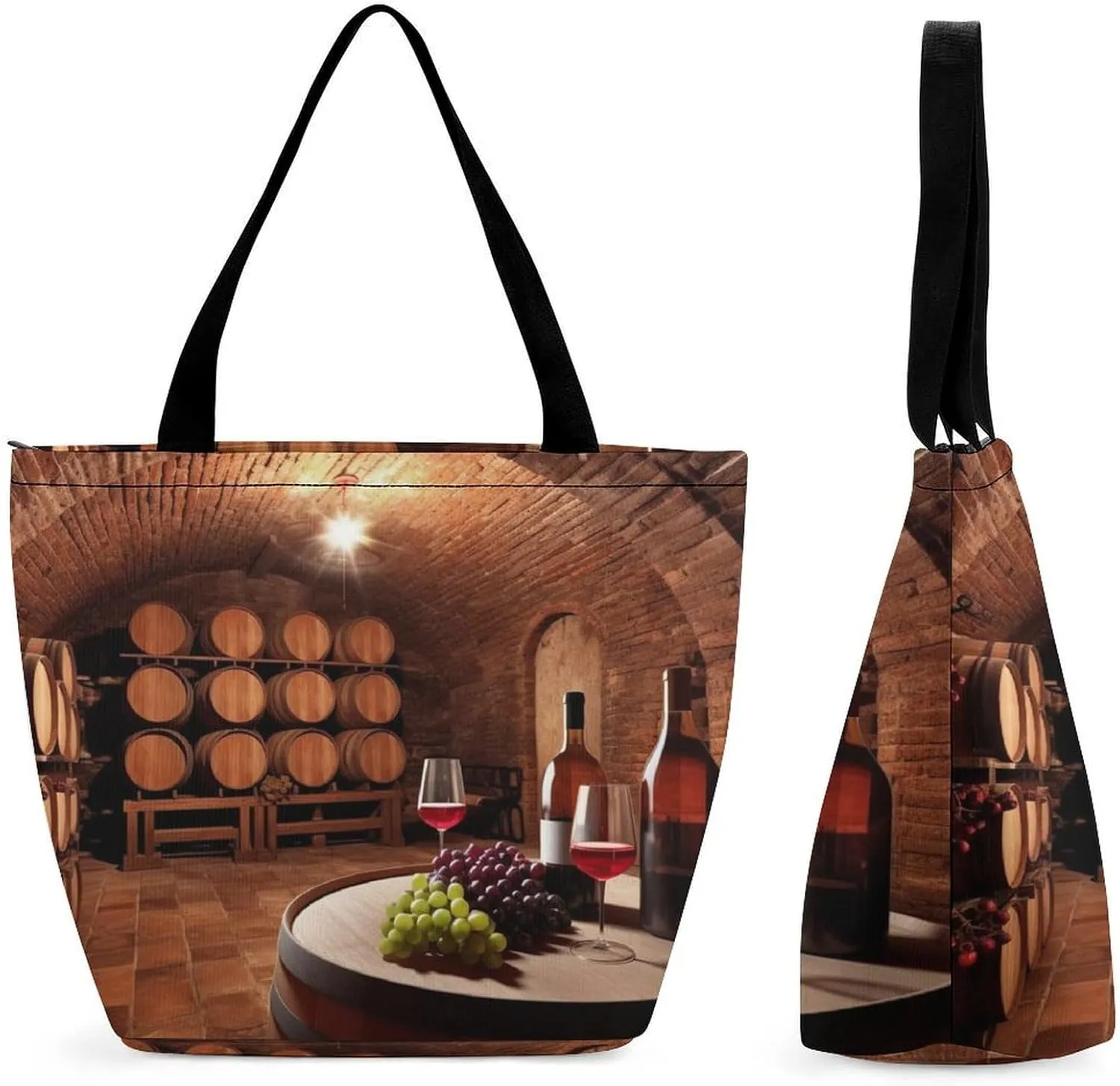 Grocery Bags for Shopping Red Wine Cellar Shopping Bag for Women Lightweight Bag Reusable Tote Bags Foldable Bag with Handle Portable Storage Handbag