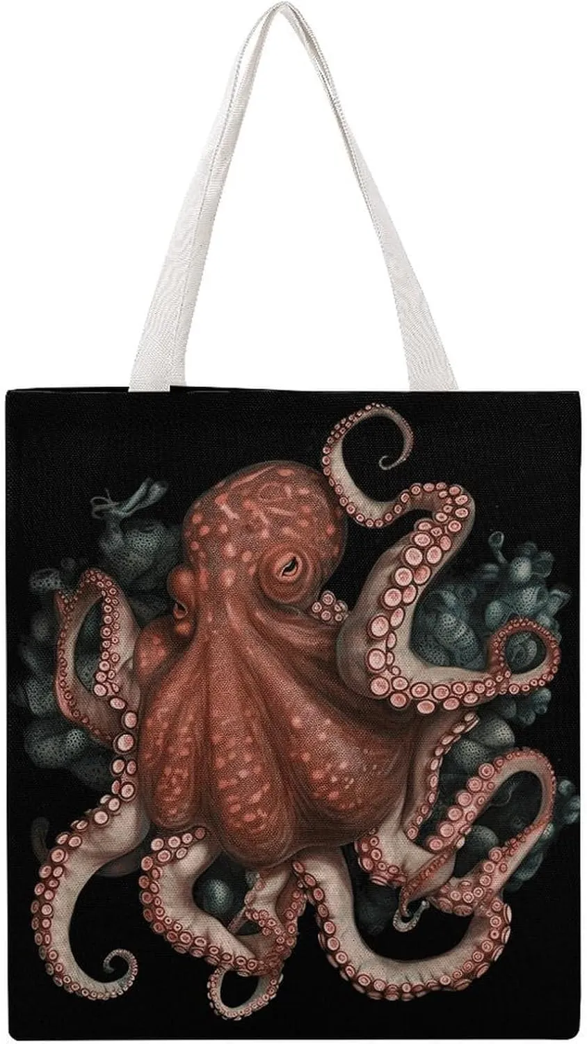 Grocery Bags Octopus Intertwined Bag for Women Lightweight Beach Bag Shoulder Bags for Travel Shopping Work Handbag