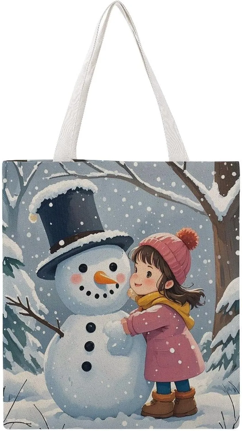 Grocery Bags Snowman Embraces Bag for Women Lightweight Beach Bag Shoulder Bags for Travel Shopping Work Handbag