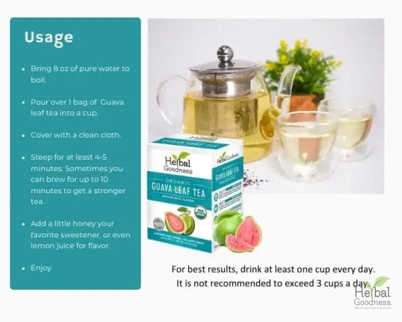 Guava Leaf Tea - Organic - Tea 24/2g - Caffeine-Free & Sustainably Sourced - Herbal Goodness