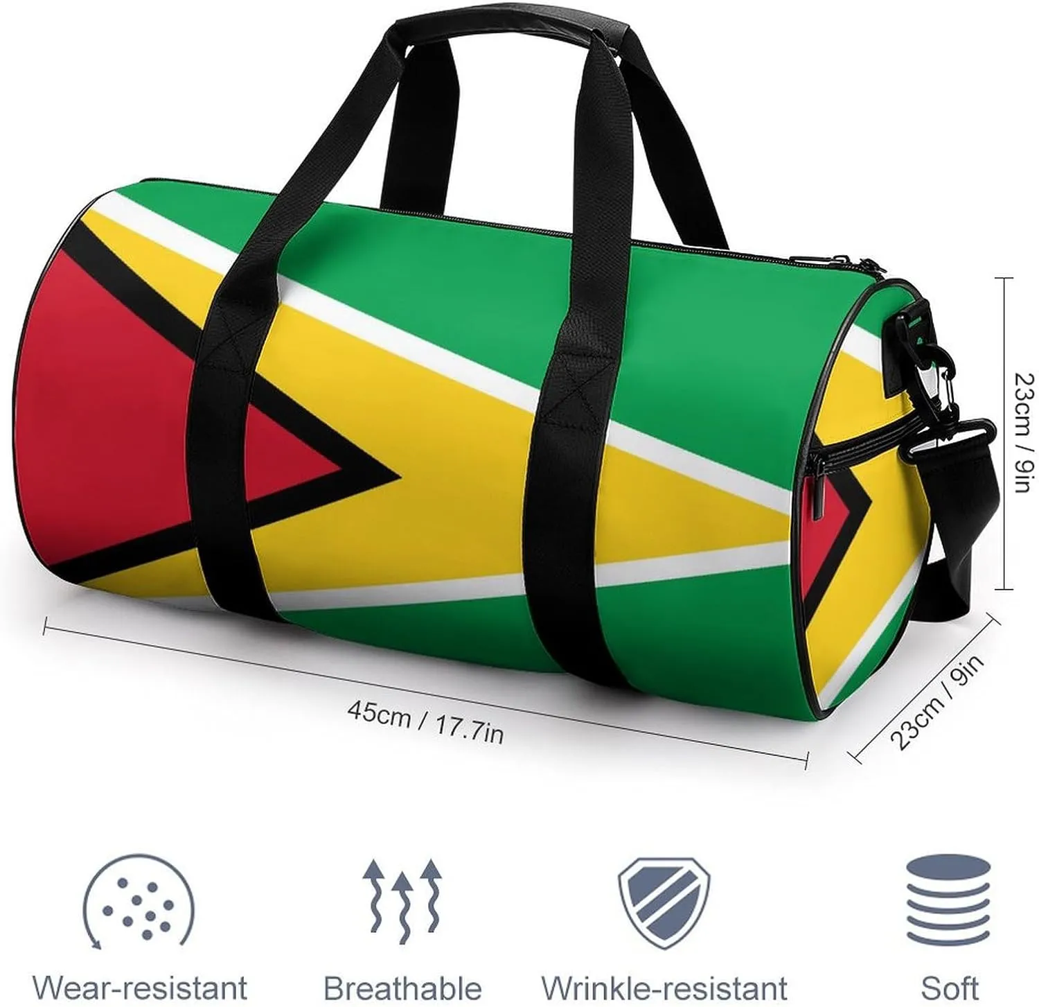 Guyana Flag Large Capacity Gym Bag for Women Men with Wet Pocket Travel Duffel